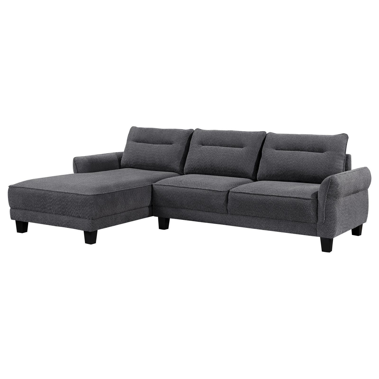 Caspian Upholstered Curved Arms Sectional Sofa Grey - Image 1