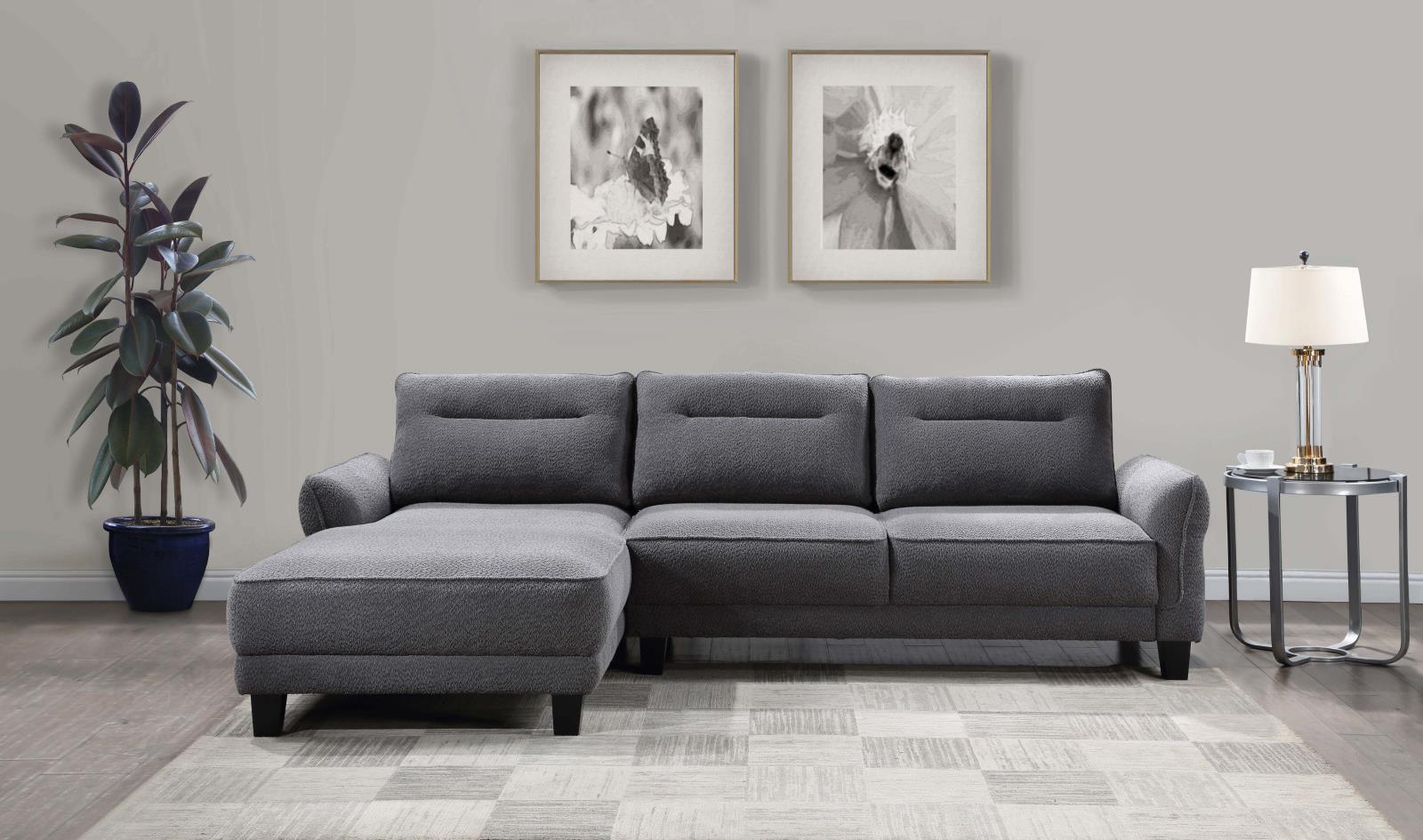 Caspian Upholstered Curved Arms Sectional Sofa Grey - Image 2