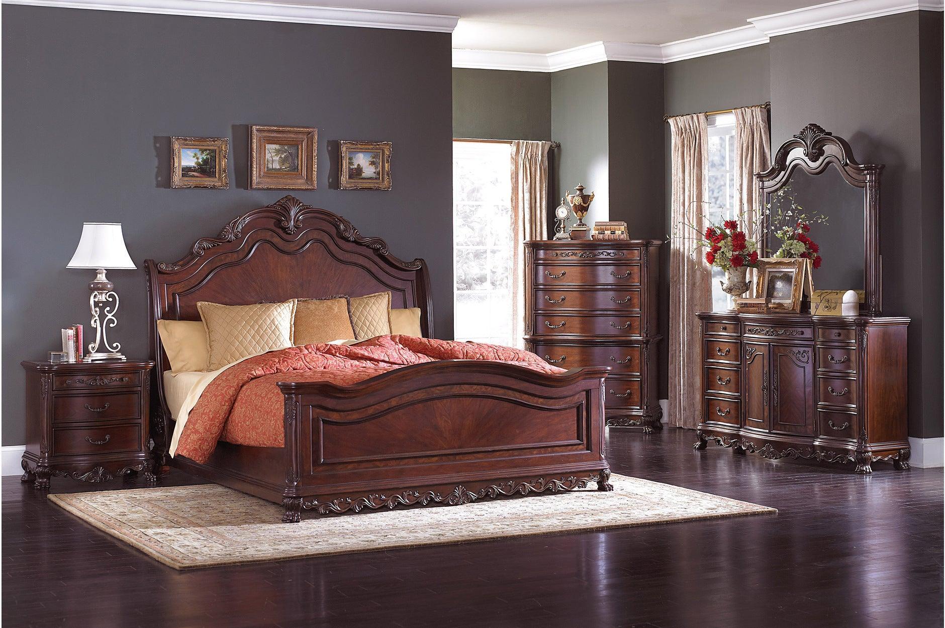 Deryn Park Cherry Sleigh Bedroom Set - Image 1
