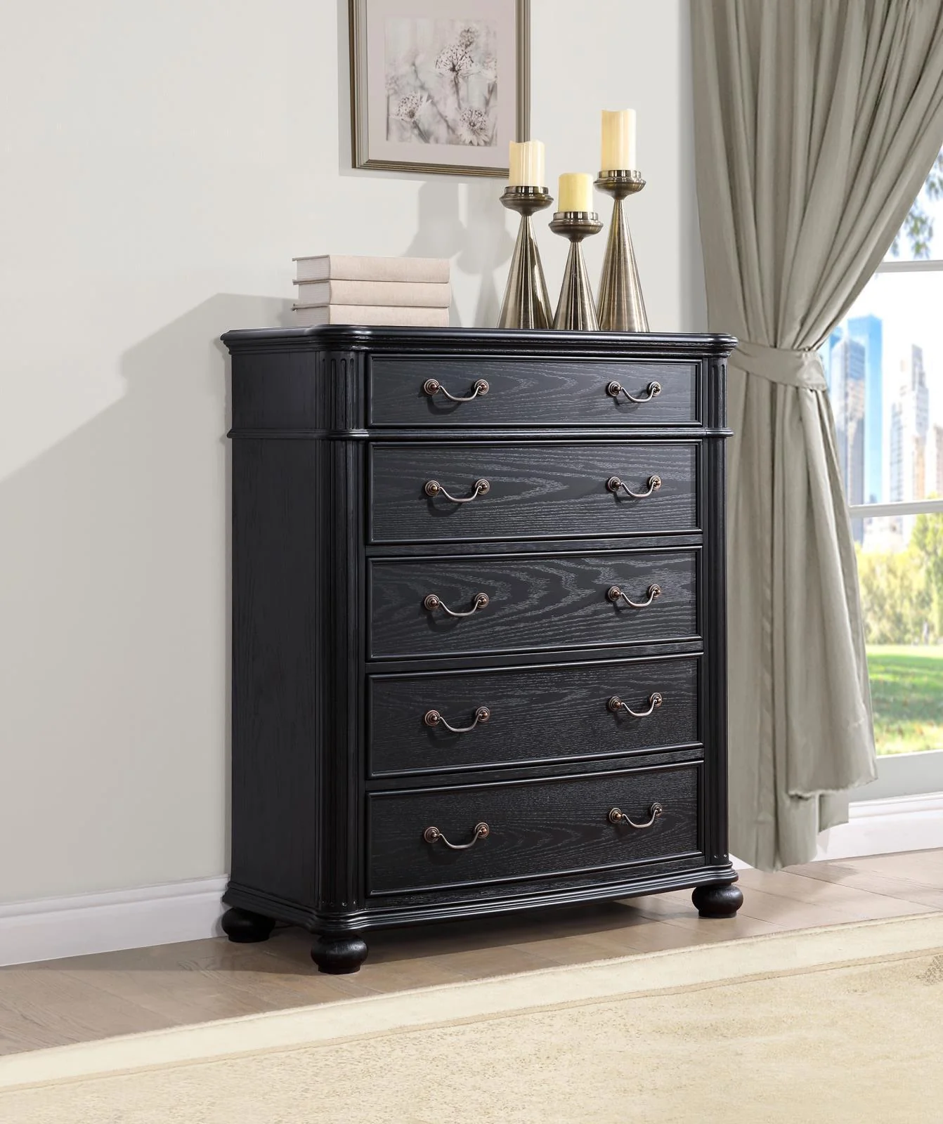 Celina 5 Drawer Bedroom Chest Black - Image 2