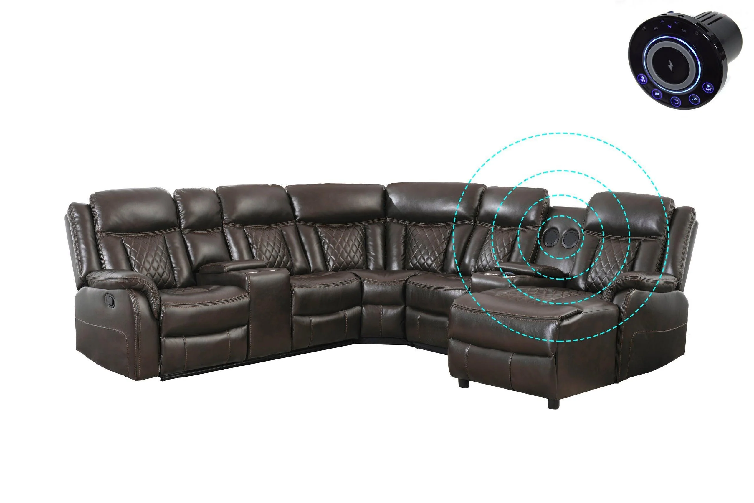 Champion Brown Reclining Sectional - Image 2