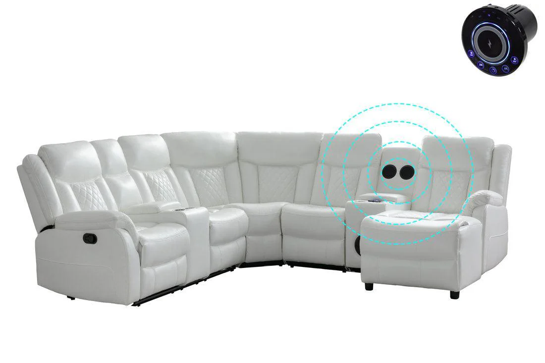 Champion White Reclining Sectional - Image 2