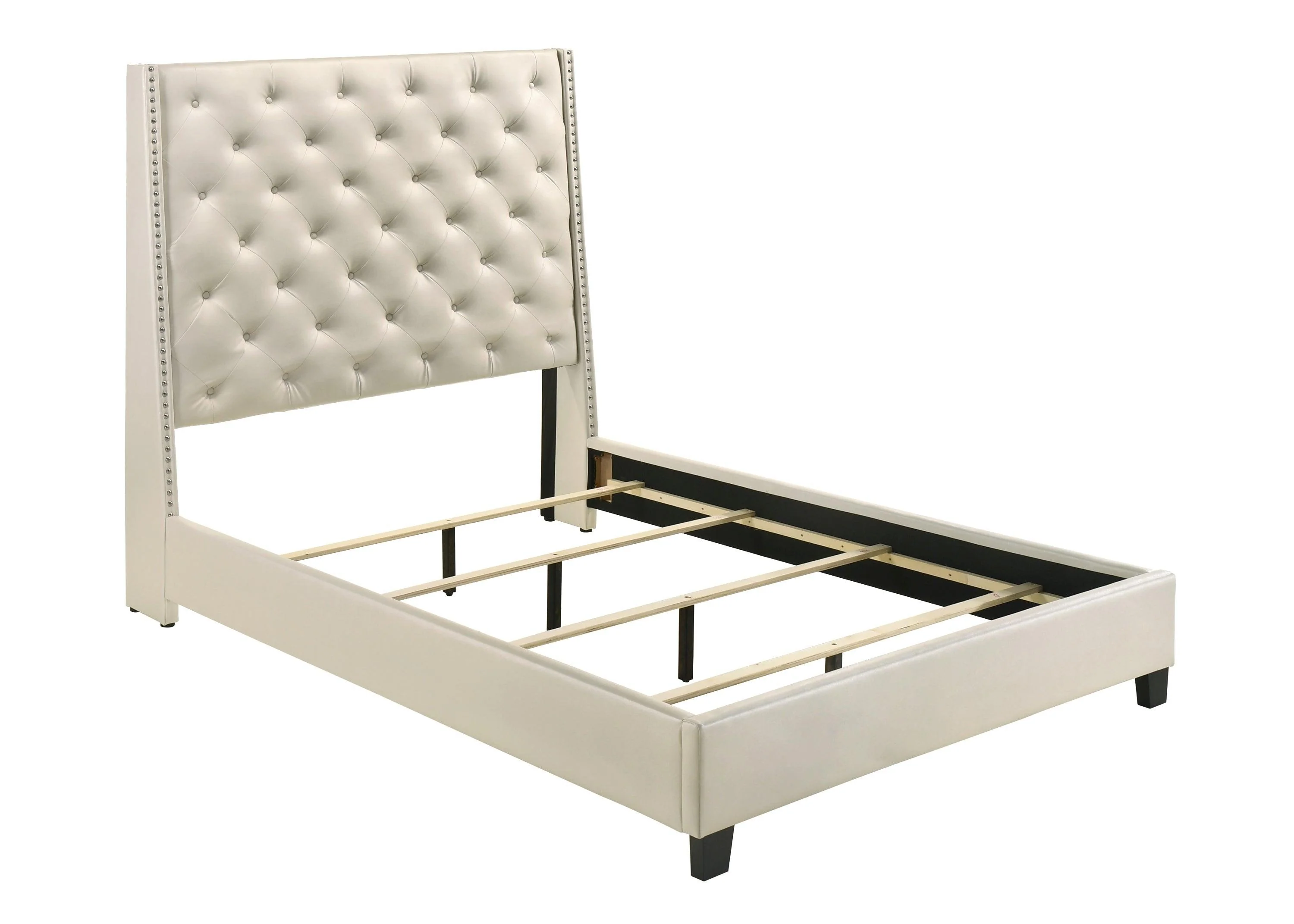 Chantilly Pearl Faux Leather Upholstered Tufted Panel Queen Bed - Image 3