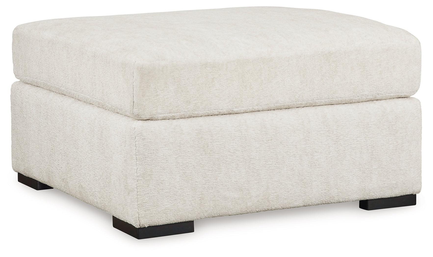 Chessington Ivory Chenille Oversized Accent Ottoman - Image 2