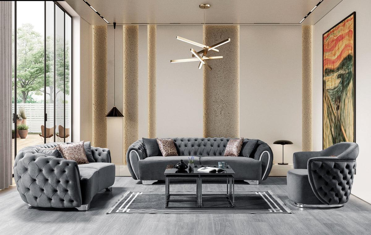 Chloe Gray Velvet Sofa & Loveseat - Image 1