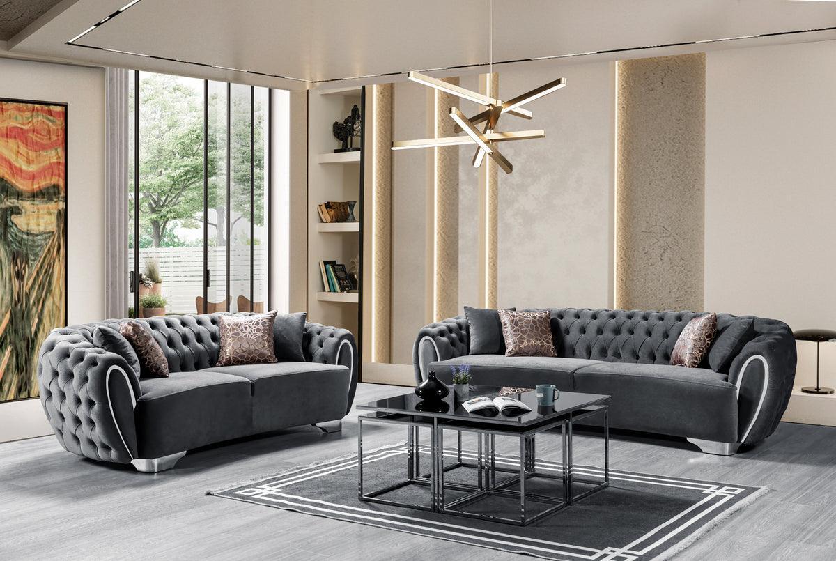 Chloe Gray Velvet Sofa & Loveseat - Image 2