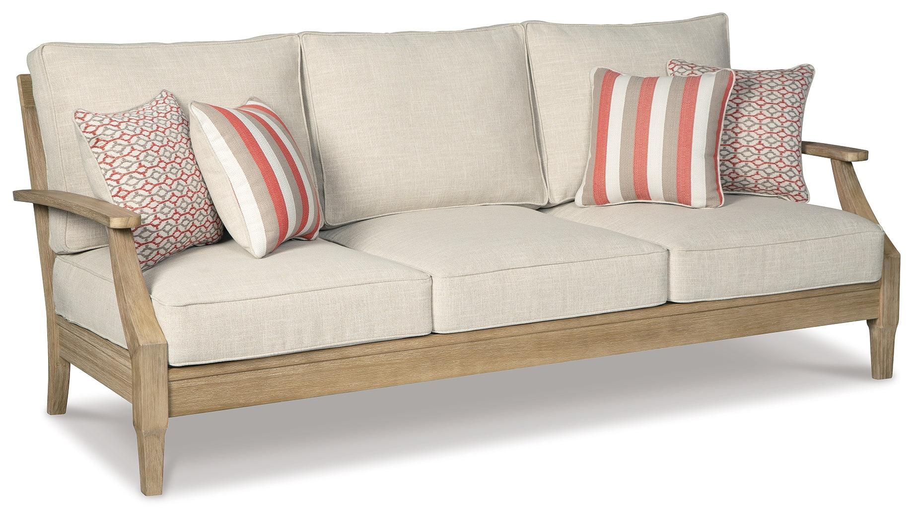 Clare Beige View Outdoor Sofa And 2 Lounge Chairs With Coffee Table End Tables - Image 2