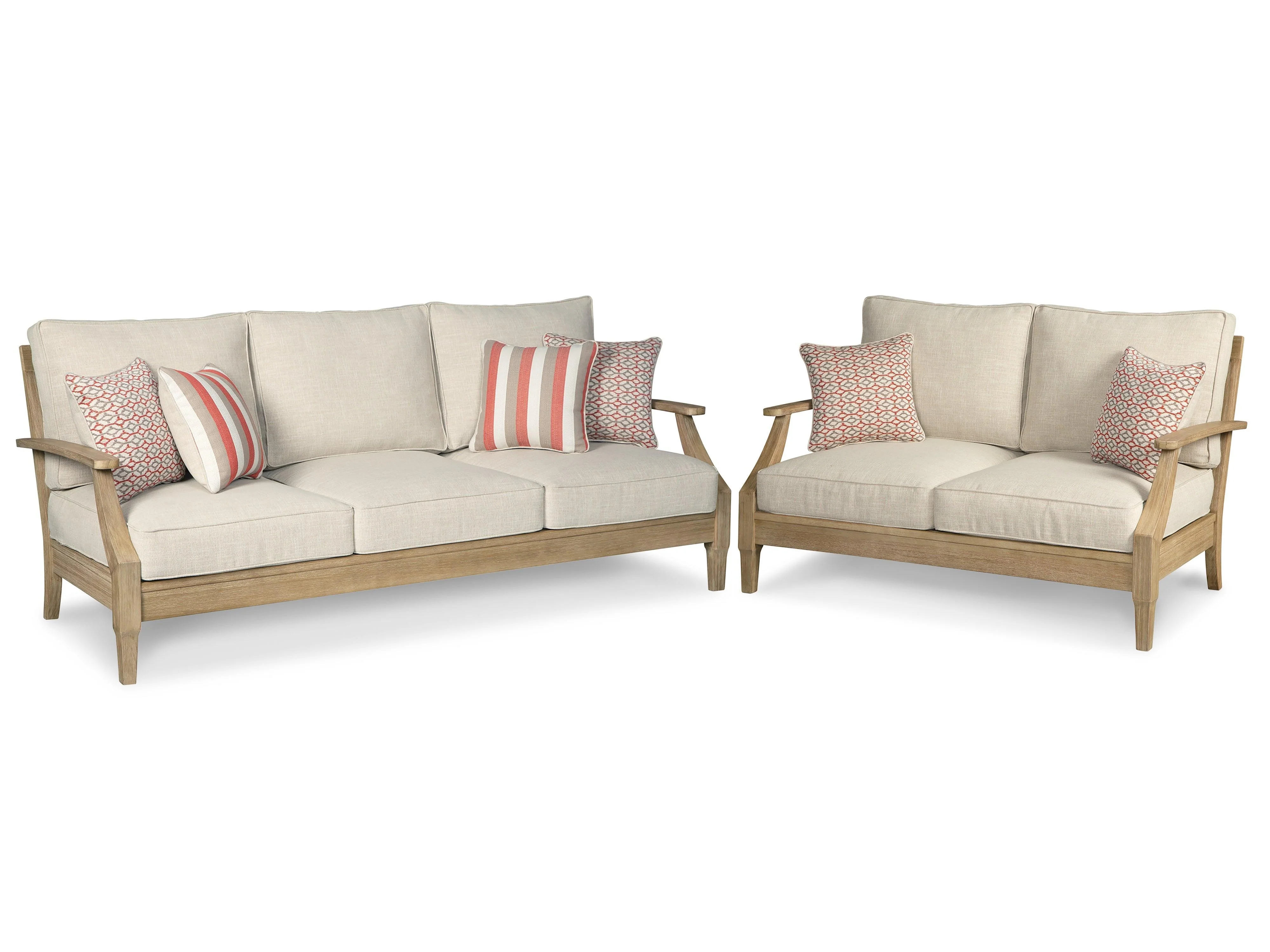 Clare Beige View Outdoor Sofa And Loveseat - Image 3