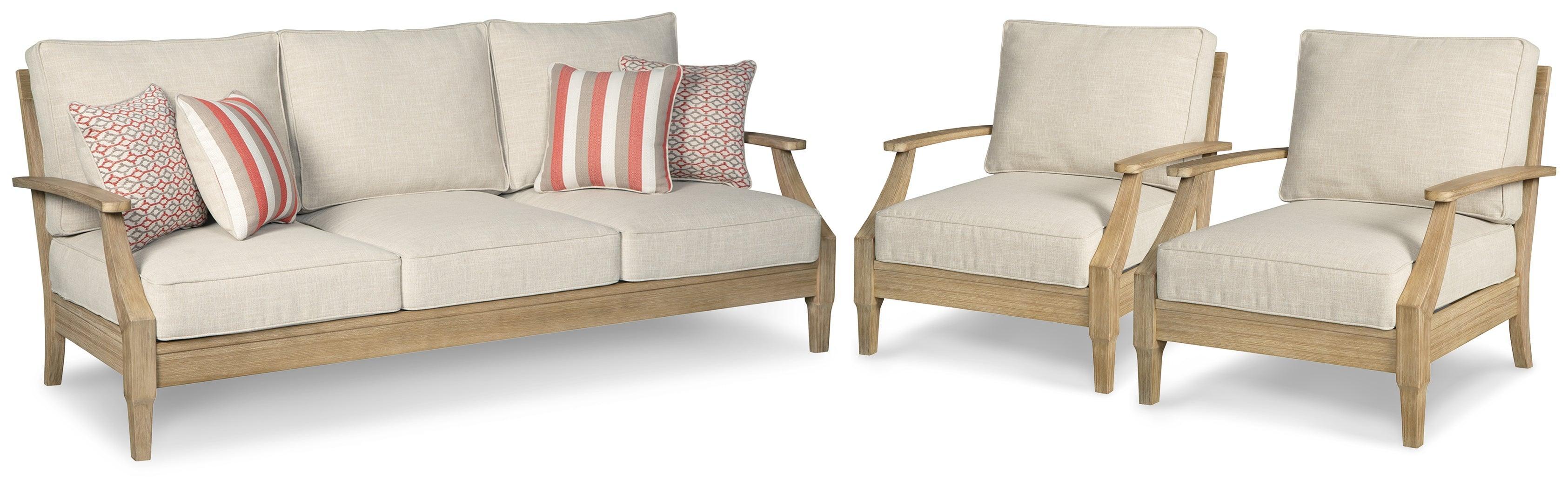 Clare Beige View Outdoor Sofa With 2 Lounge Chairs - Image 2