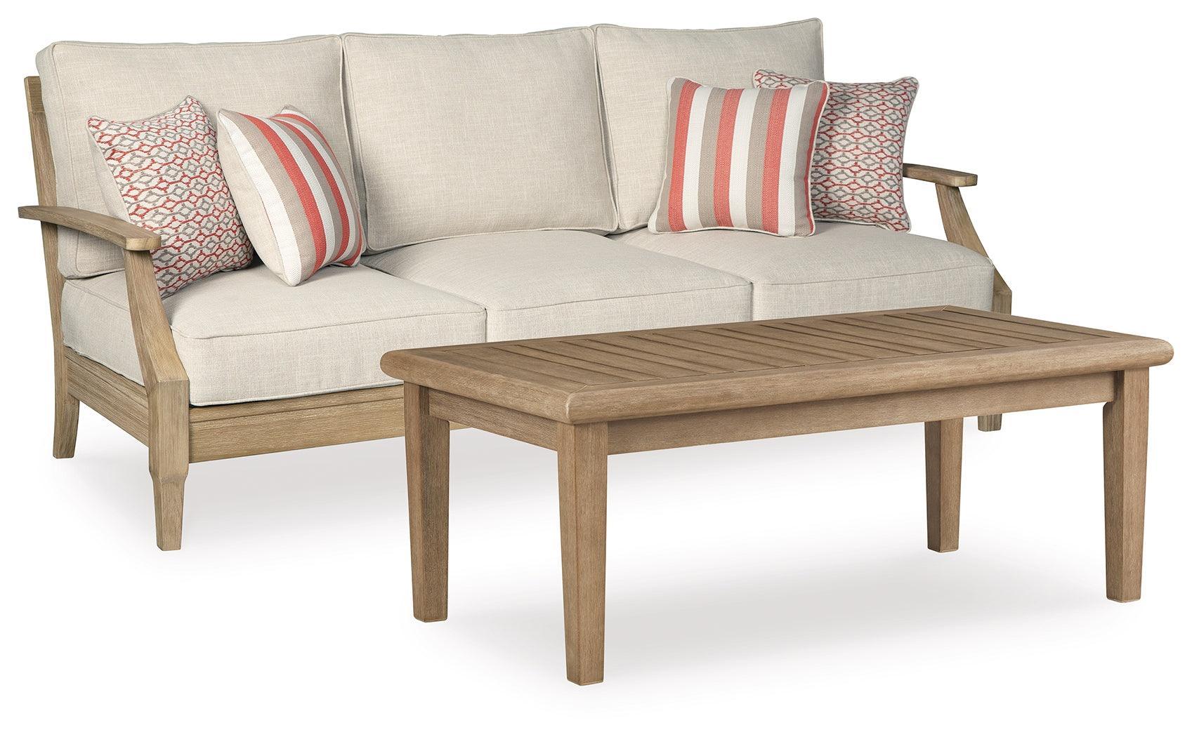 Clare Beige View Outdoor Sofa With Coffee Table - Image 2