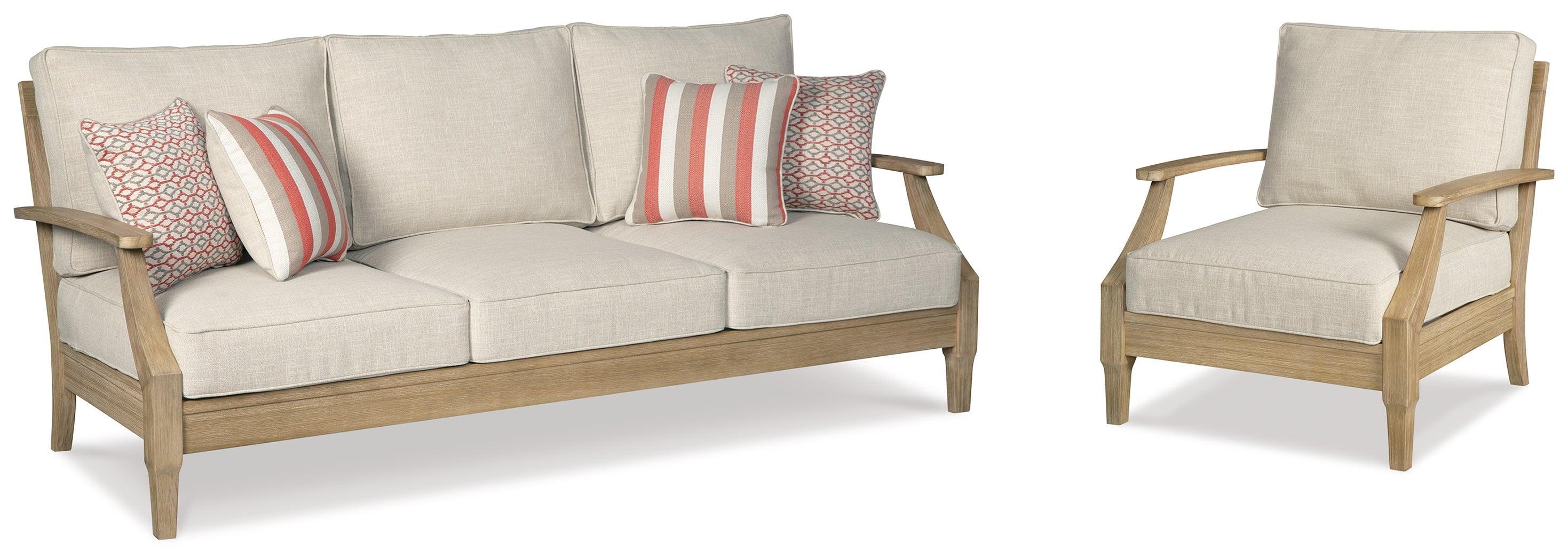 Clare Beige View Outdoor Sofa With Lounge Chair - Image 2
