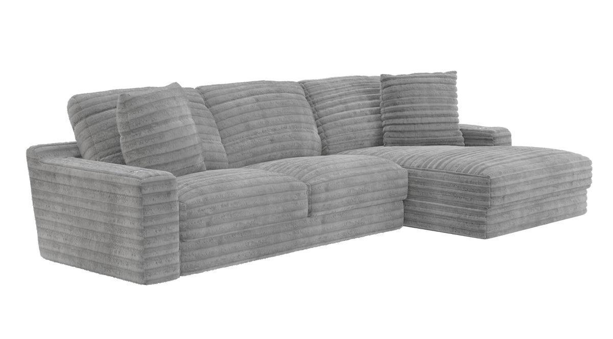 Kelly Oversized Corduroy Gray 123" Sectional with Cupholders - Image 3