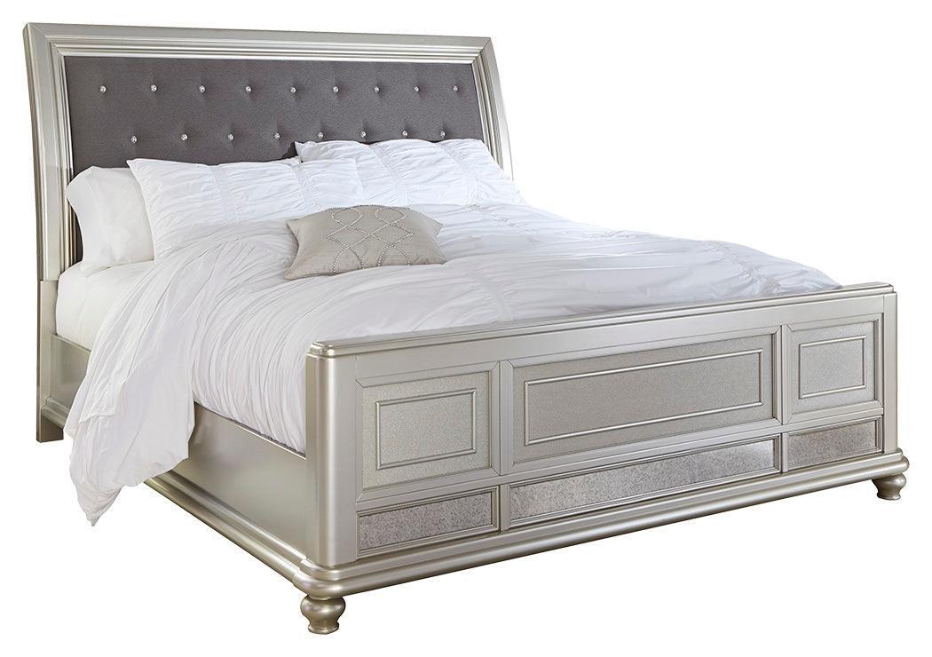 Coralayne Silver Upholstered Sleigh Bedroom Set - Image 2