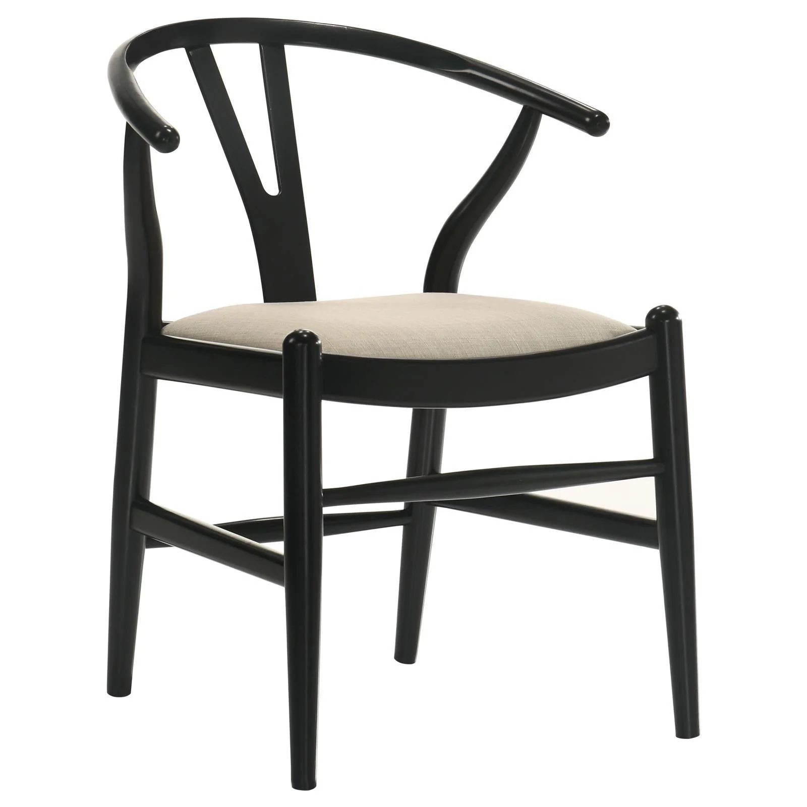 Cortona Danish Y shaped Back Wishbone Dining Side Chair Black Beige (Set of 2) - Image 3