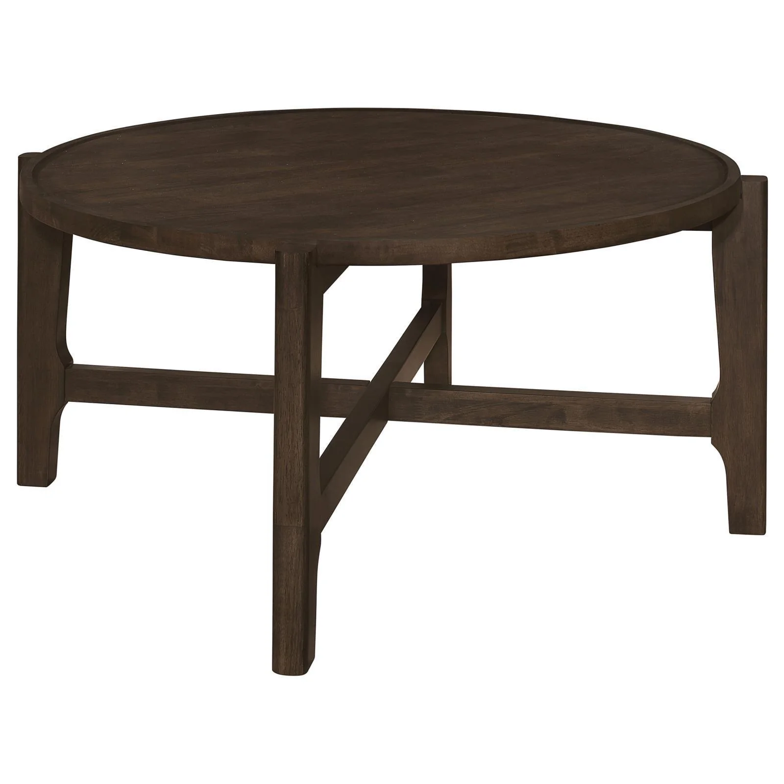 Cota Round Solid Wood Coffee Table Dark Brown - Image 1