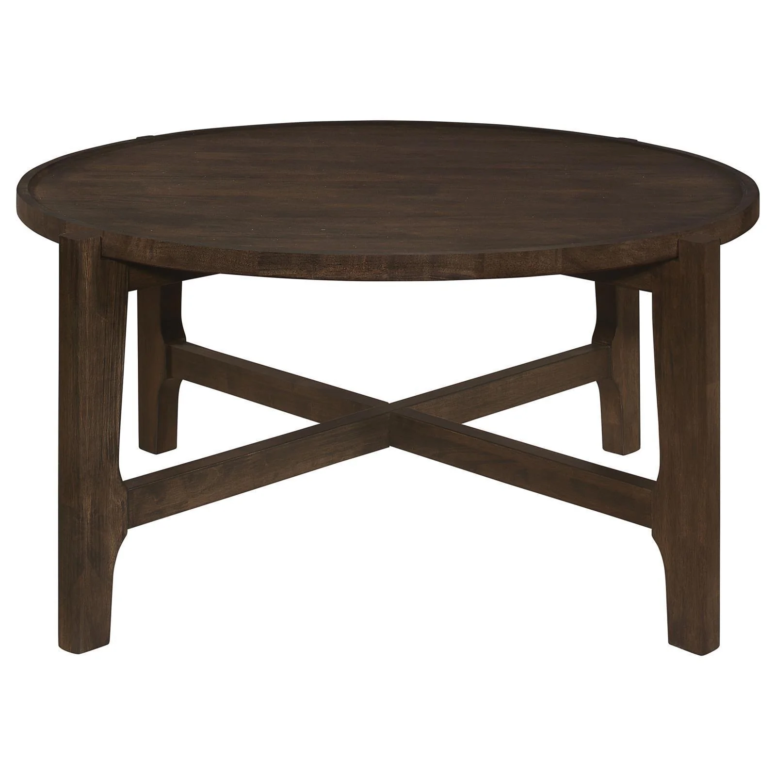 Cota Round Solid Wood Coffee Table Dark Brown - Image 3