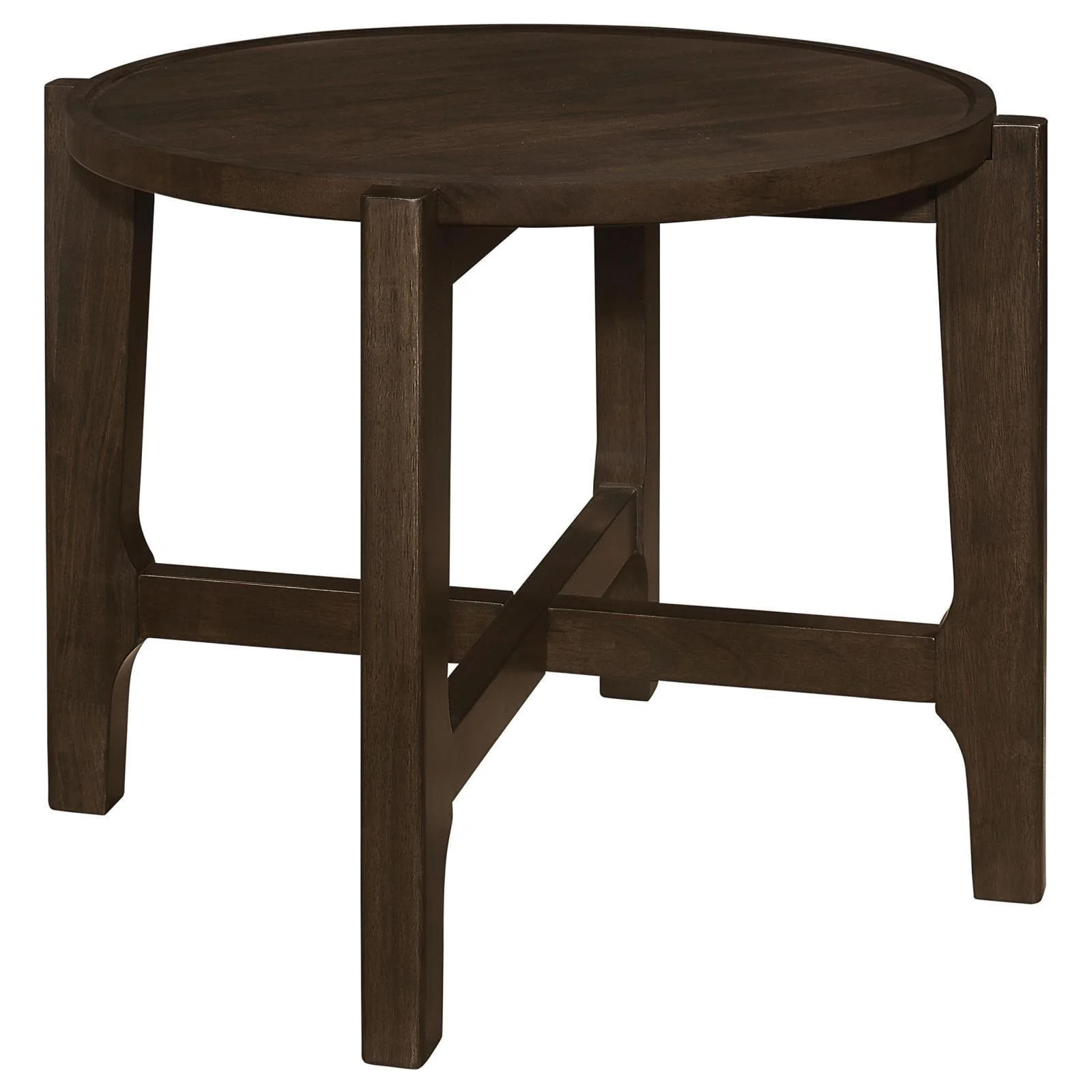 Cota Round Solid Wood End Table Dark Brown - Image 1