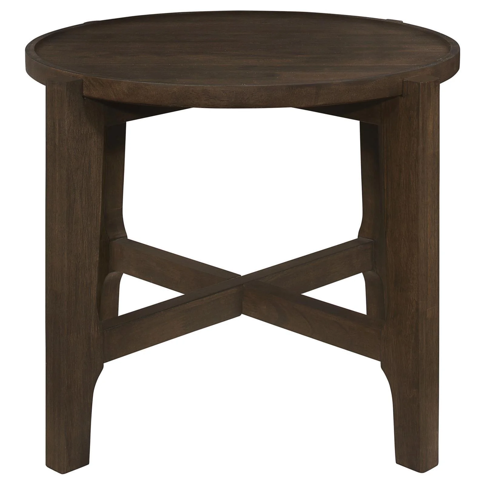 Cota Round Solid Wood End Table Dark Brown - Image 3