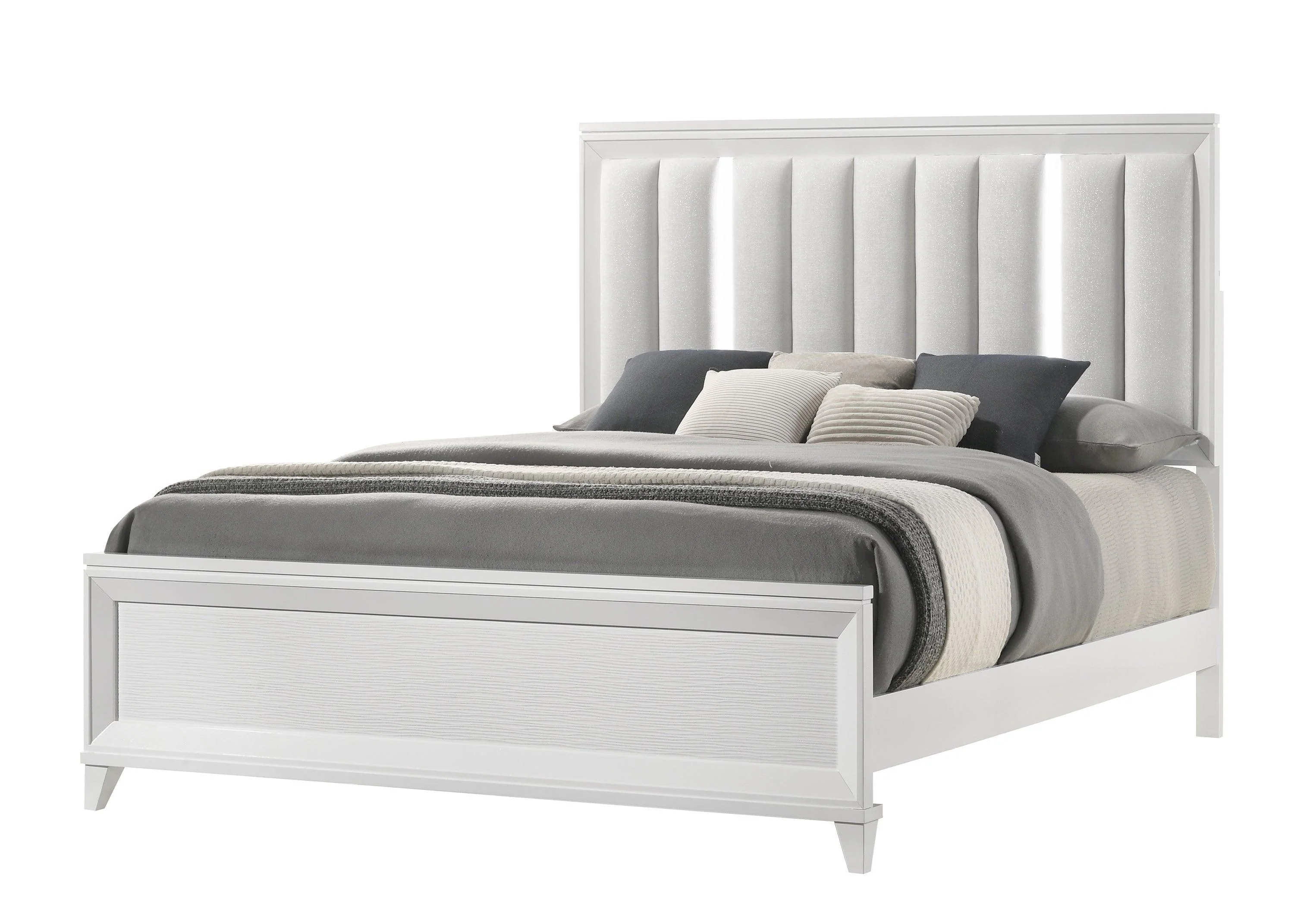 Cressida White Upholstered LED Panel Bedroom Set - Image 3
