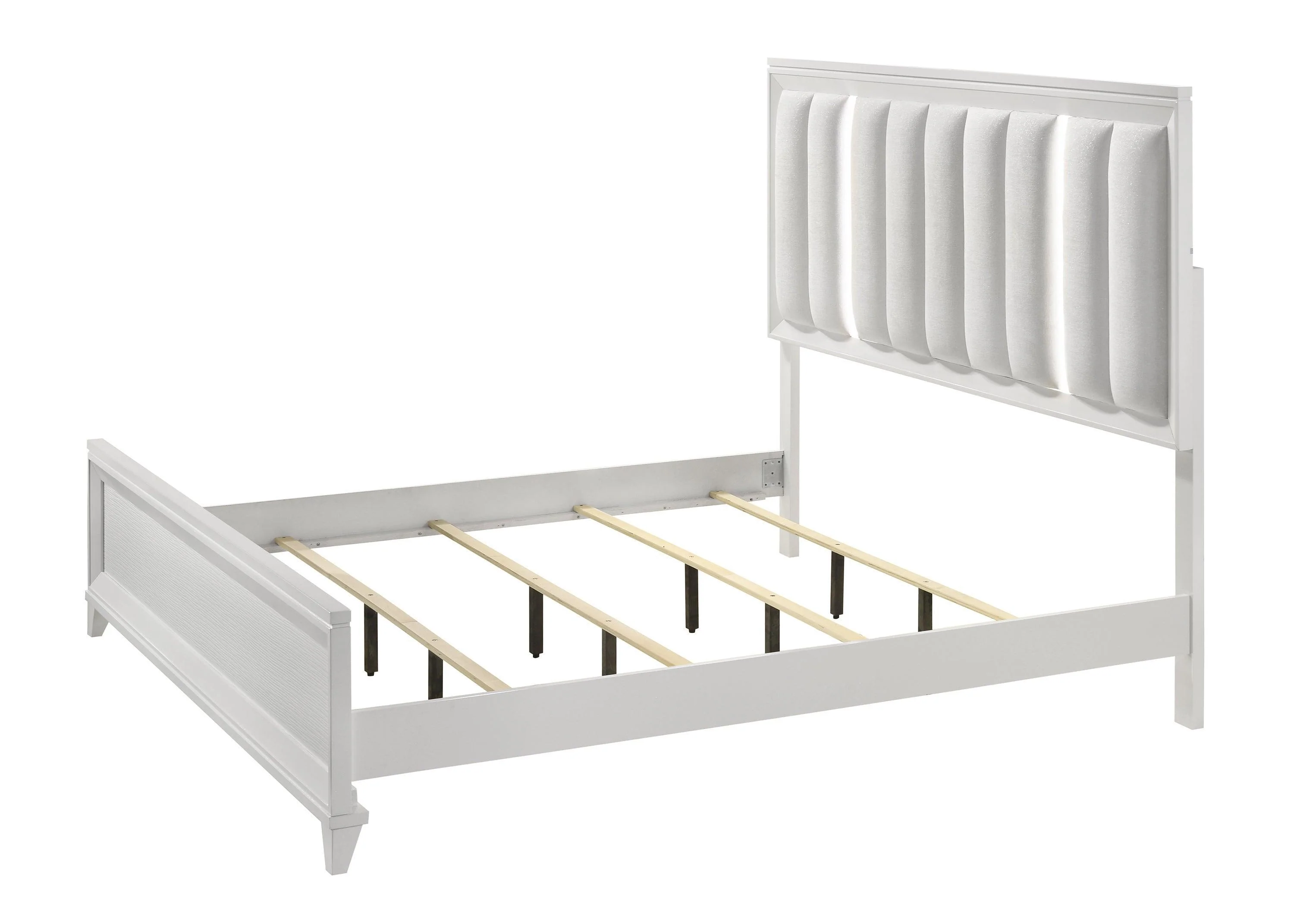 Cressida White Upholstered LED Panel Queen Bed - Image 3