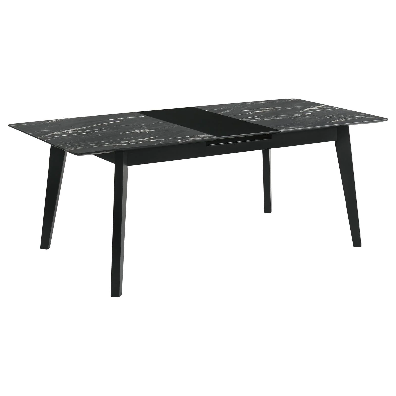 Crestmont Rectangular Dining Table With Faux Marble Top 16" Self storing Extension Leaf Grey - Image 1