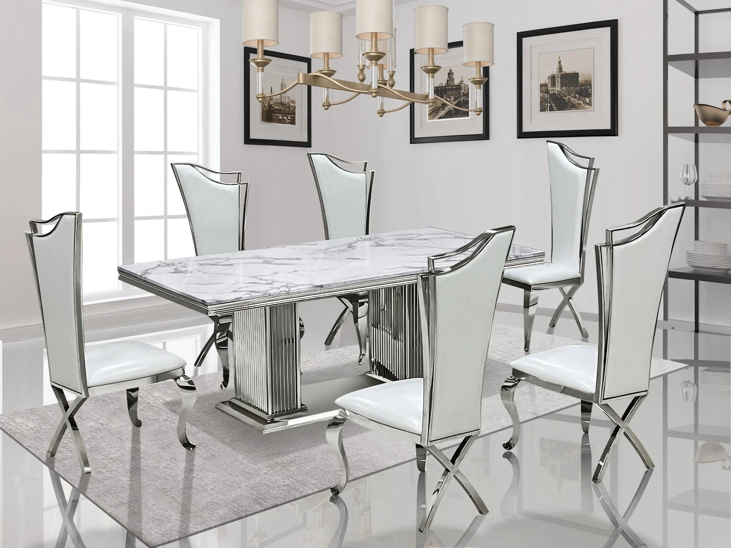 Deka Chrome White Dining Room Set - Image 2