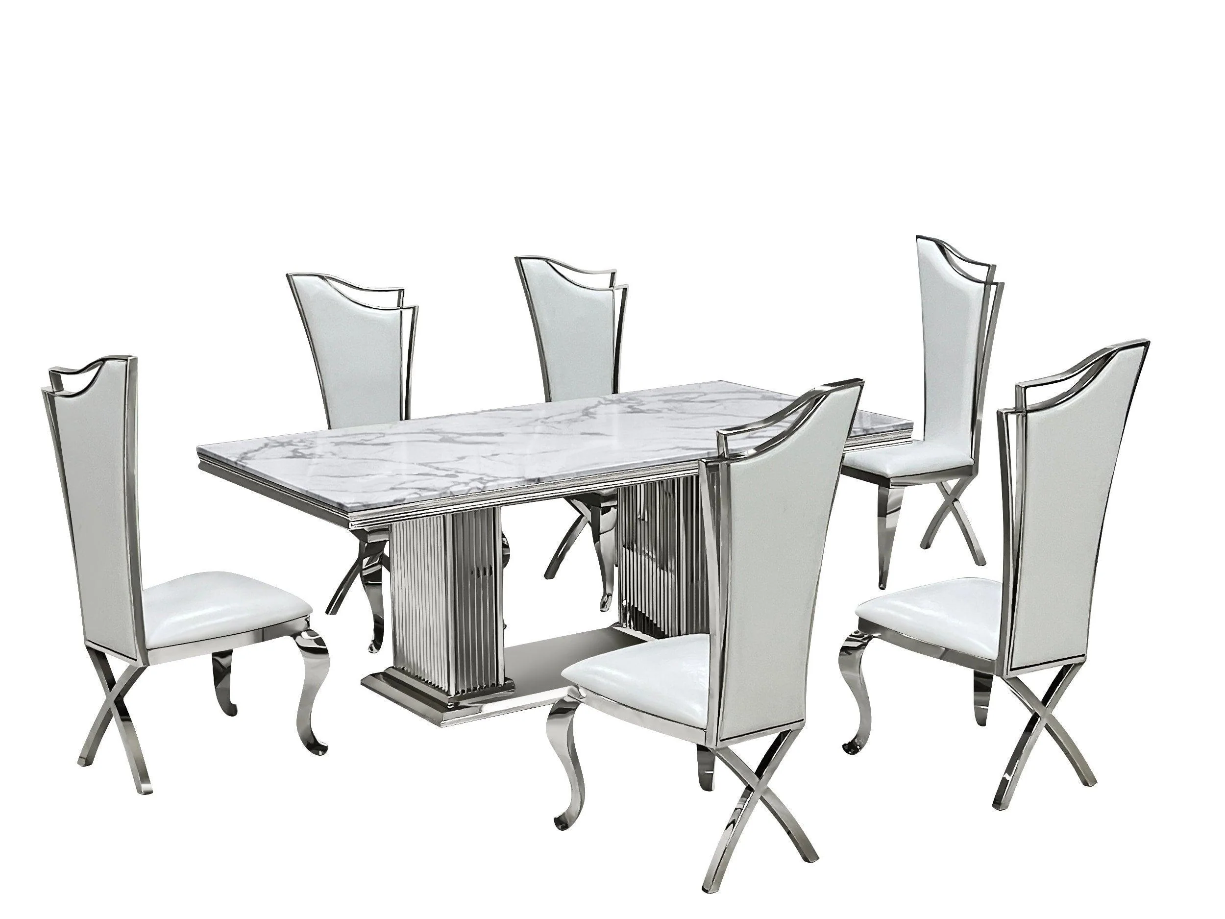 Deka Chrome White Dining Room Set - Image 3