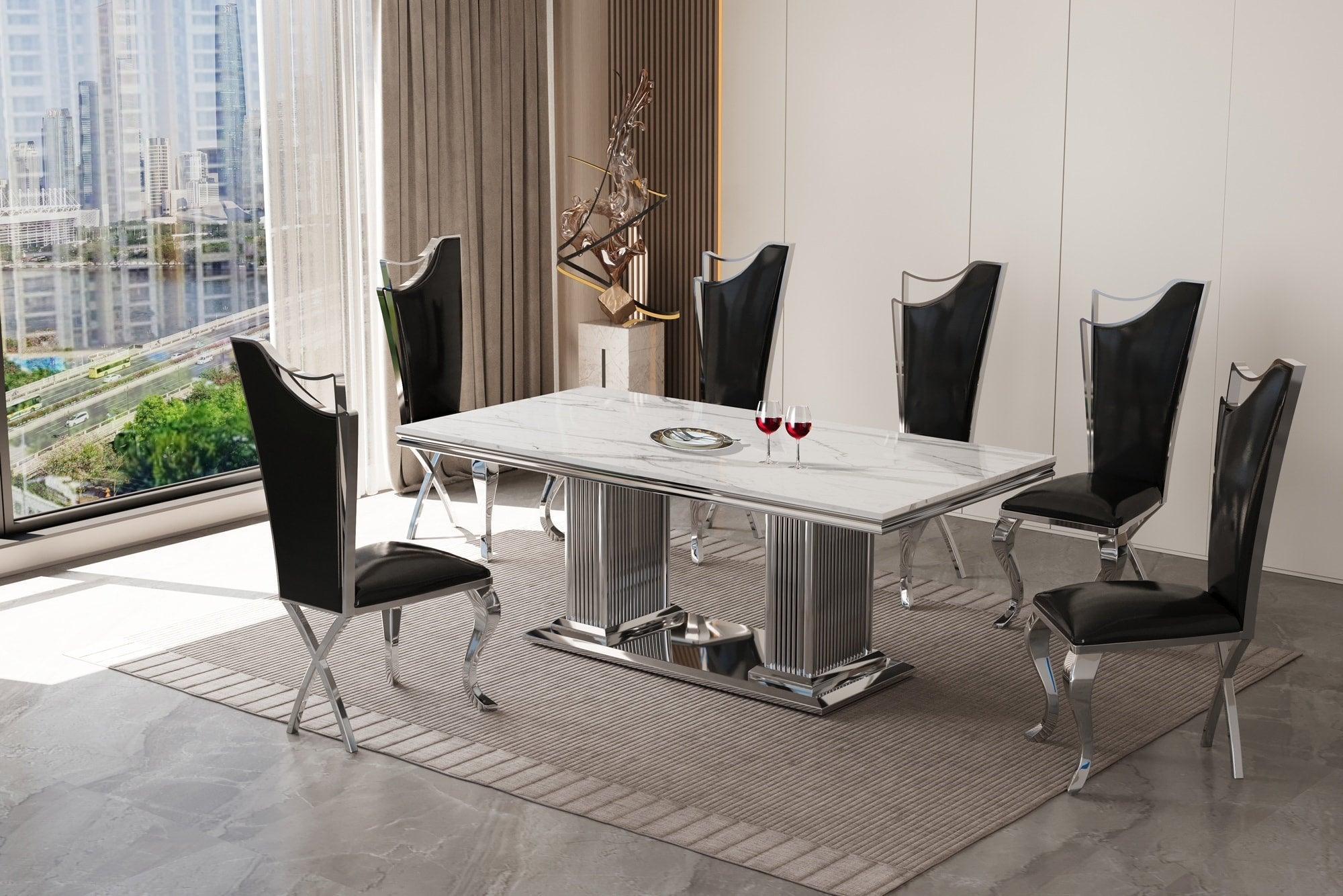 Deka Chrome Black Dining Room Set - Image 1