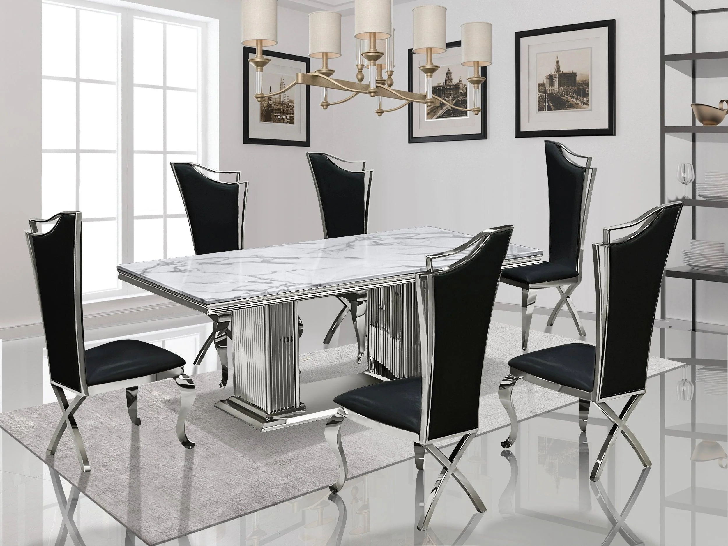 Deka Chrome Black Dining Room Set - Image 2