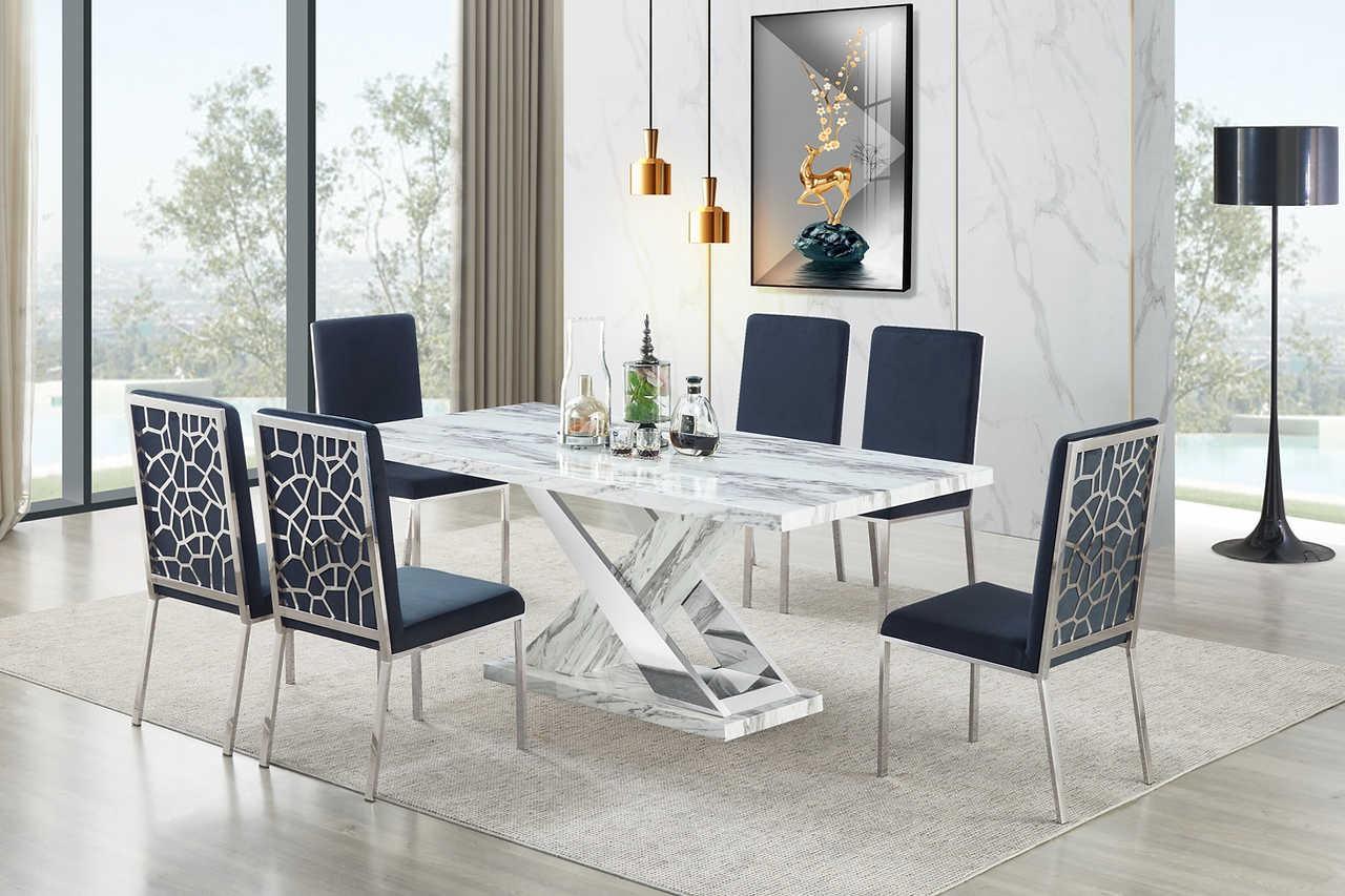 Viva White Chrome Dining Table - Image 2