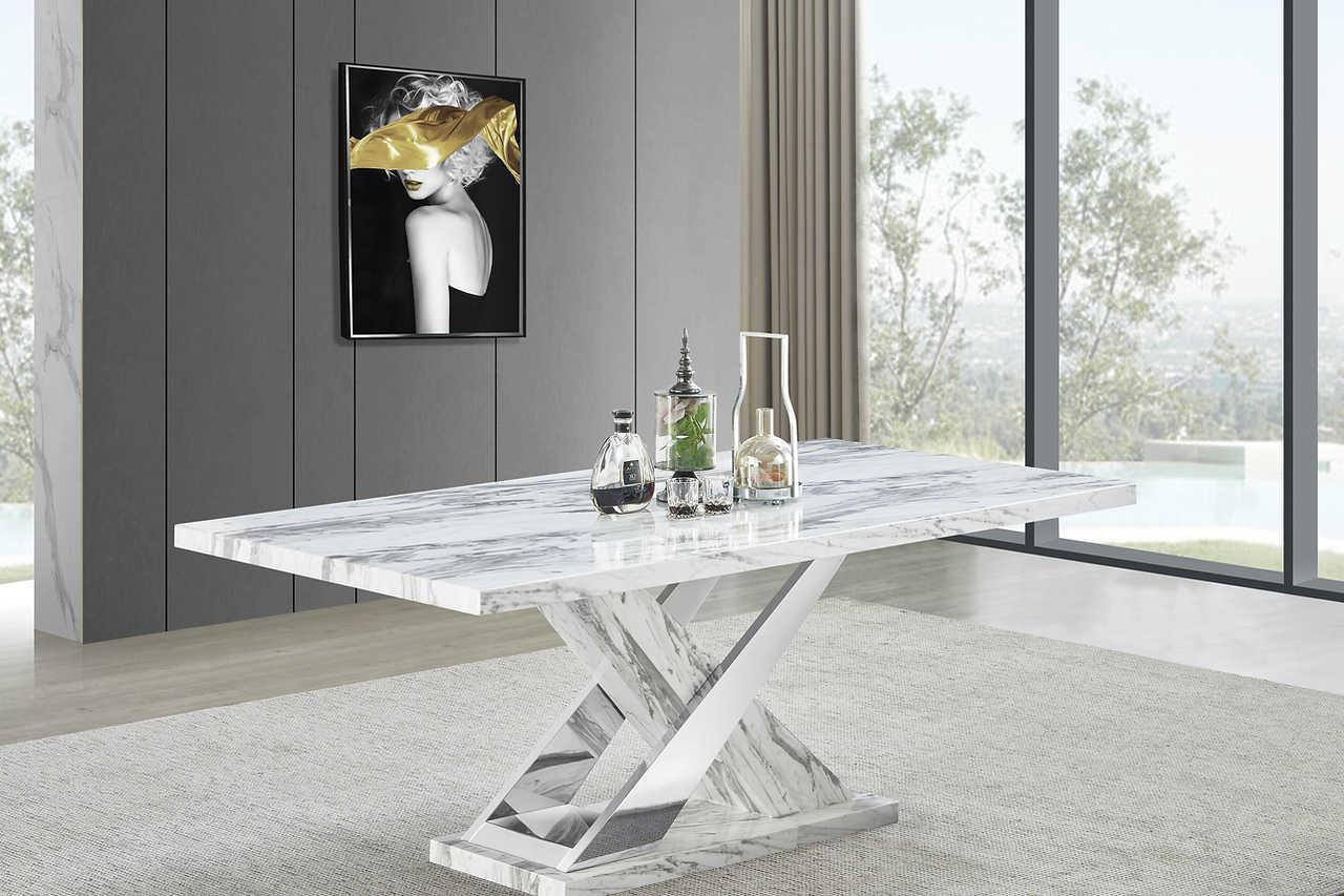 Viva White Chrome Dining Table