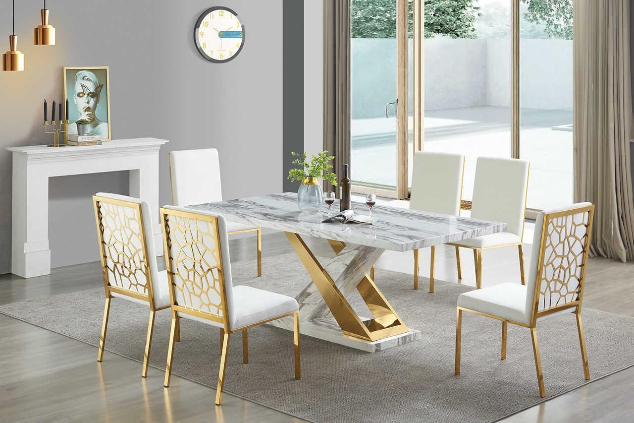 Viva White Gold Dining Table - Image 2