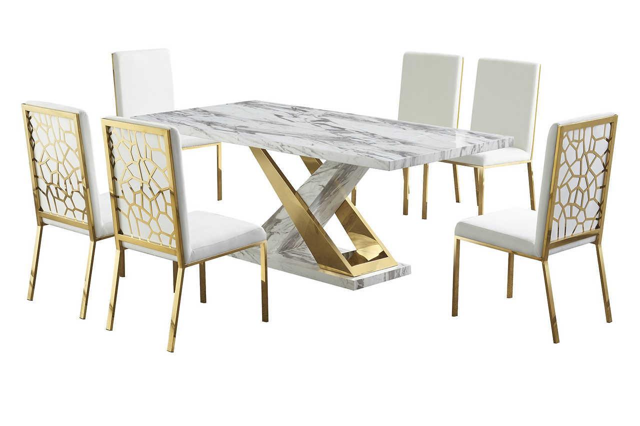 Viva White Gold Dining Table - Image 3