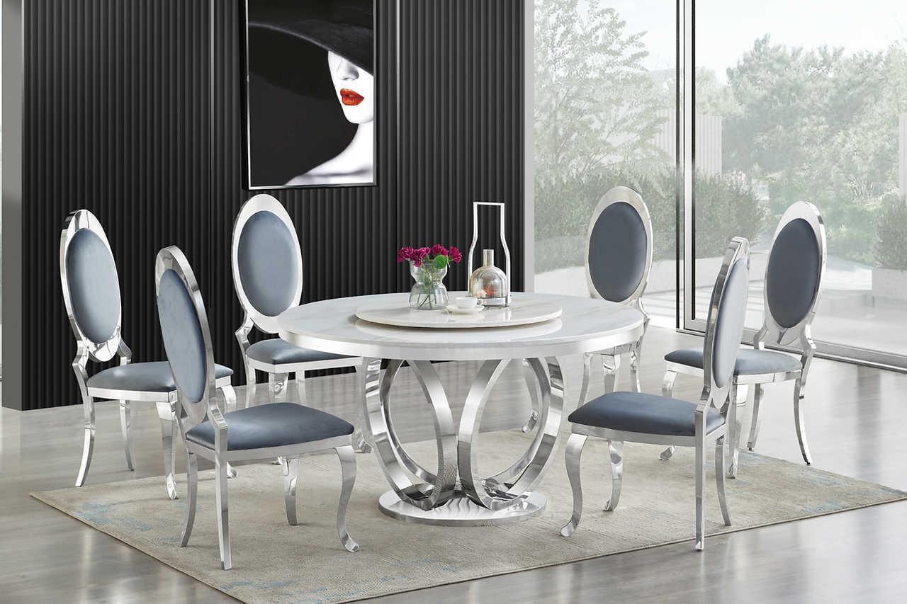 Maxi White Chrome Dining Table - Image 2
