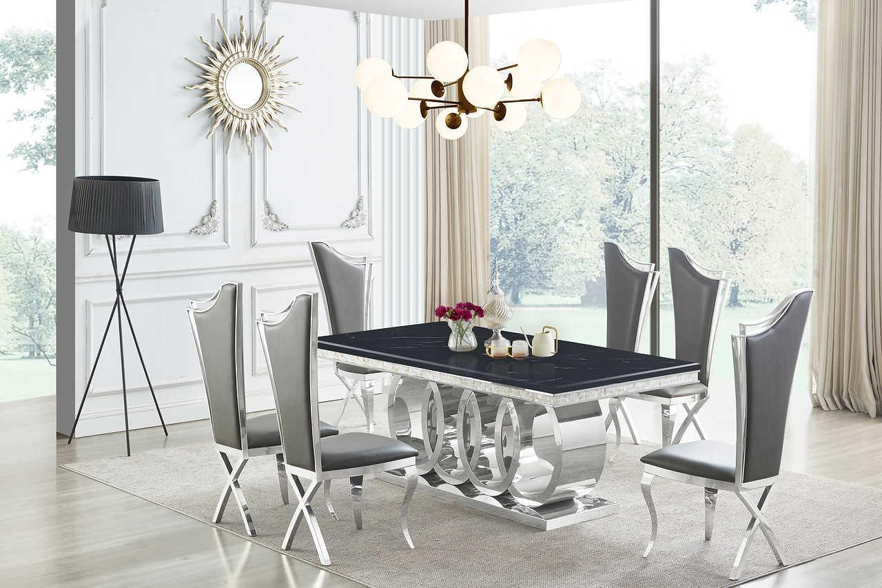 Giovanni Black Chrome Dining Table - Image 2