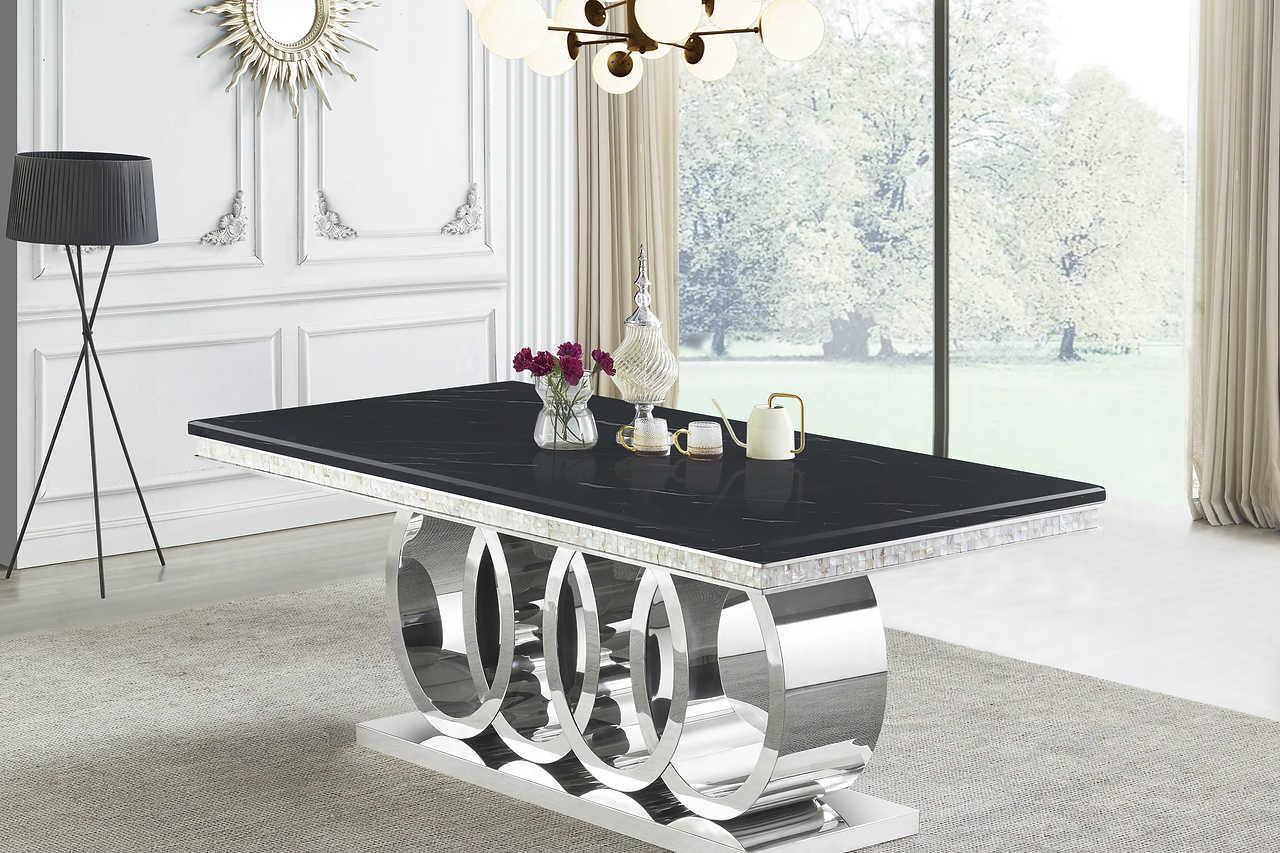 Giovanni Black Chrome Dining Table - Image 1