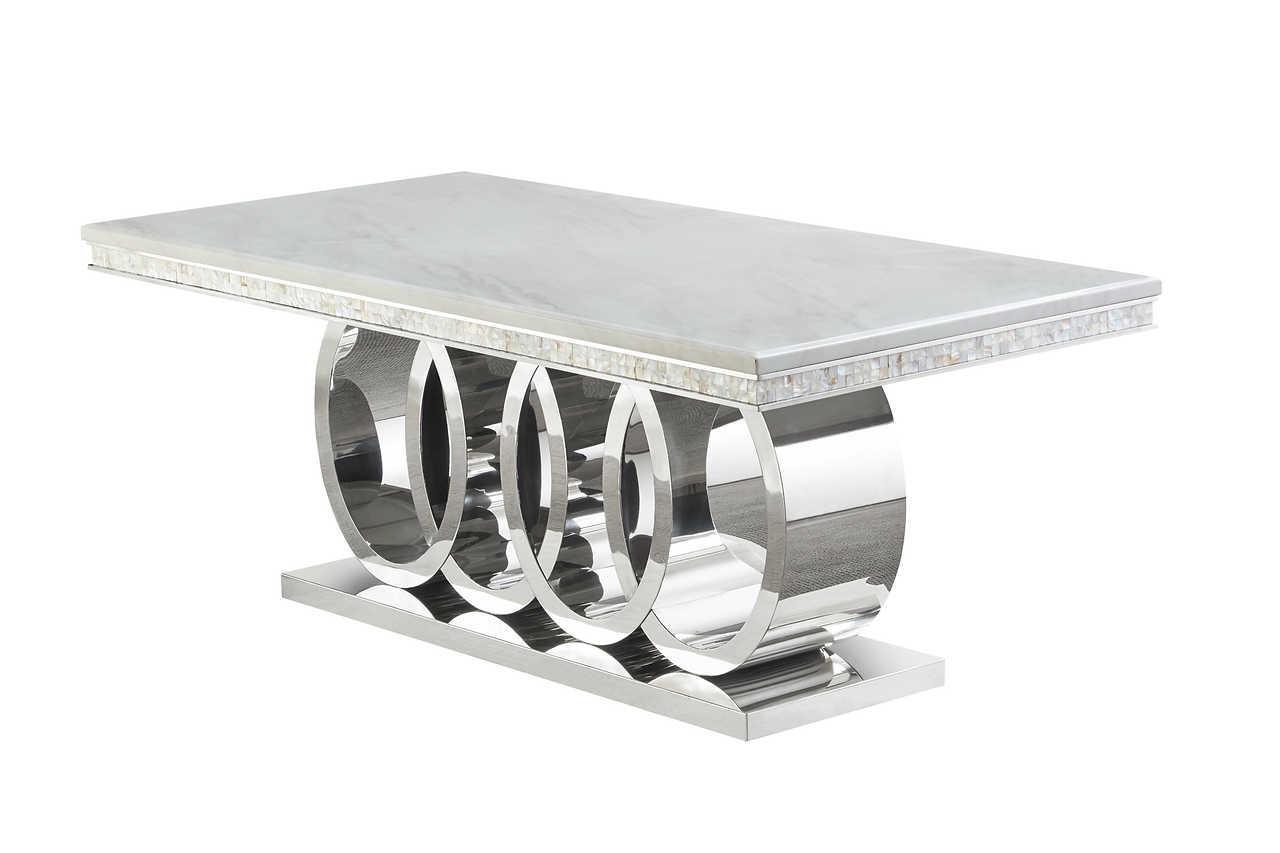 Giovanni White Chrome Dining Table - Image 3