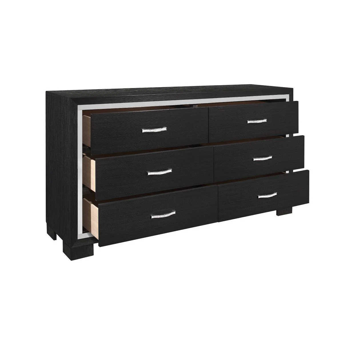 Bellante Black Bookcase Storage LED Bedroom Set - Image 3