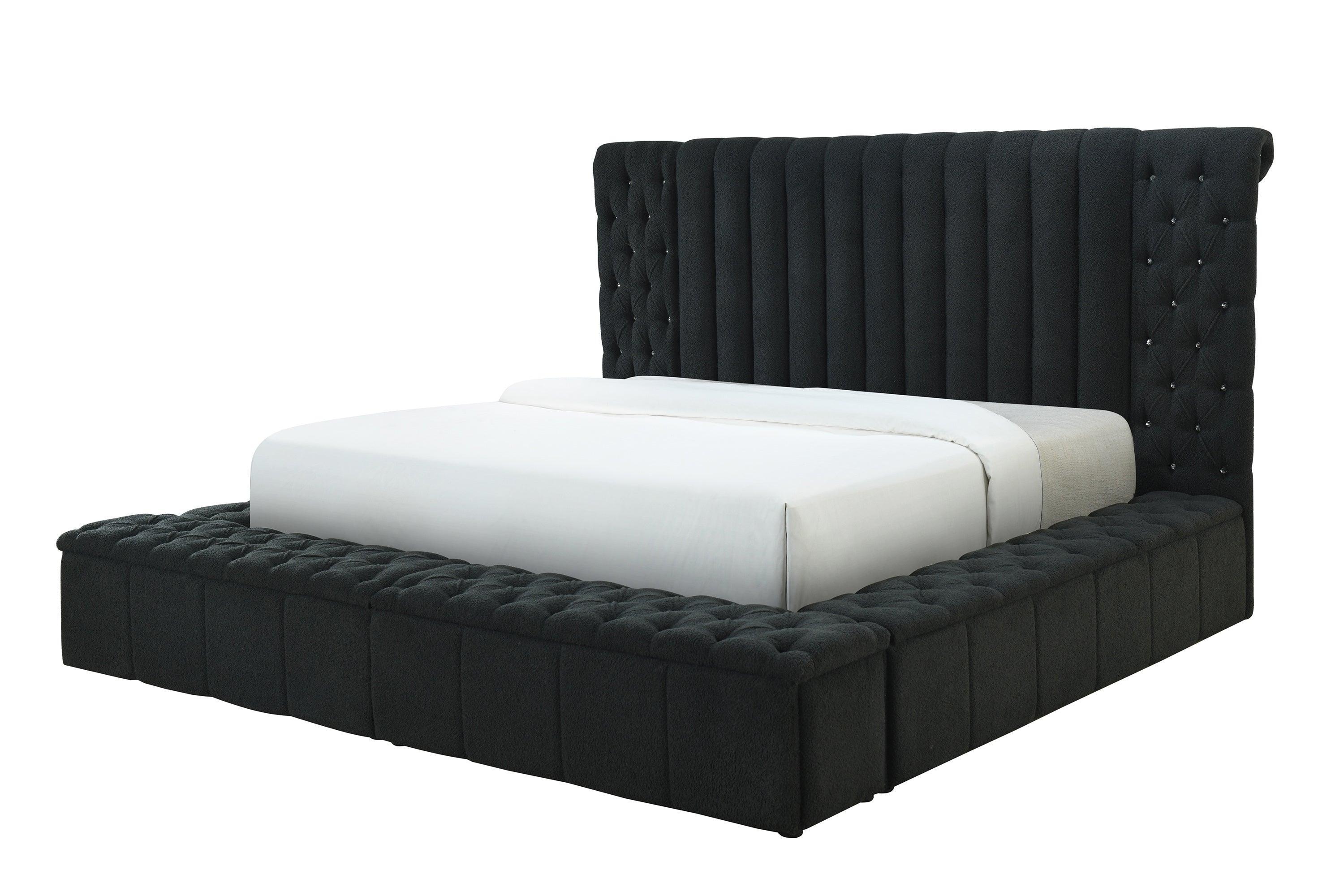 Danbury Charcoal Velvet Fabric Upholstered Tufted Storage Panel King Bed - Image 2