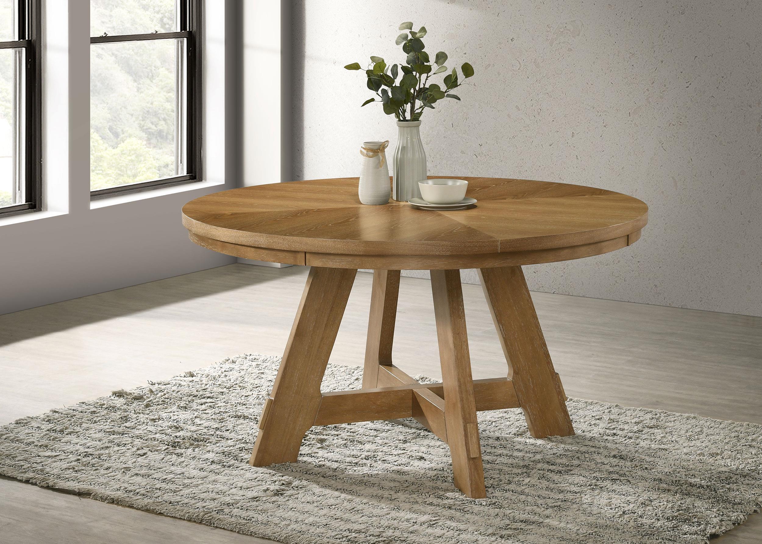 Danvers Round 54 inch Wood Dining Table Brown Oak - Image 2