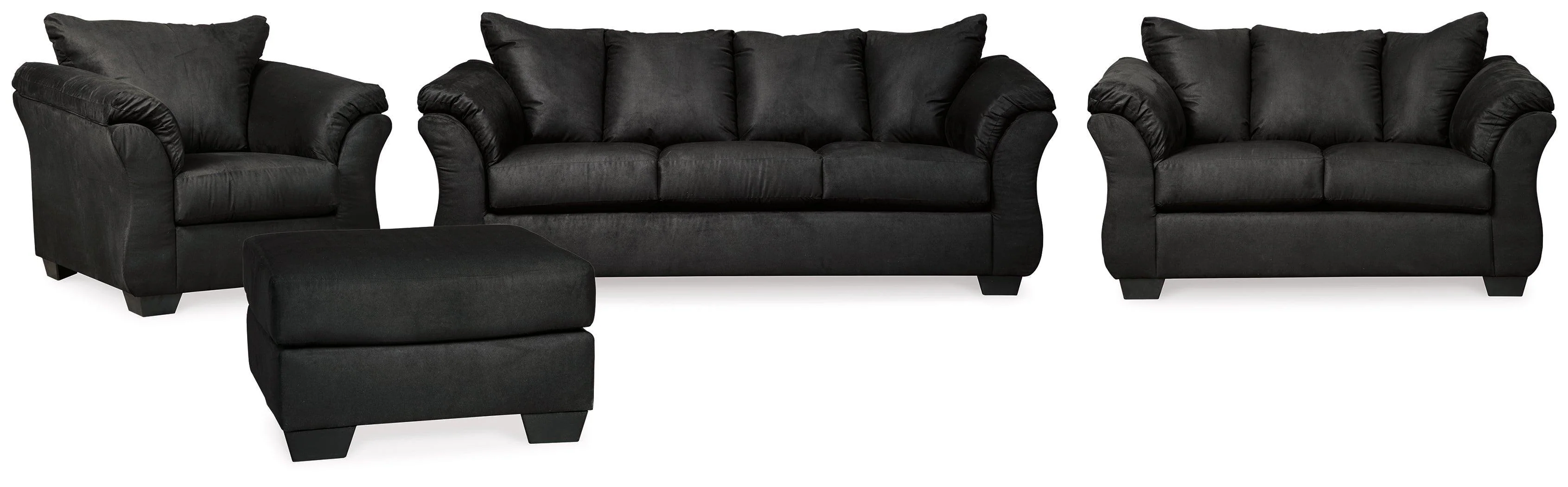 Darcy Black Sofa Loveseat Chair And Ottoman - Image 2