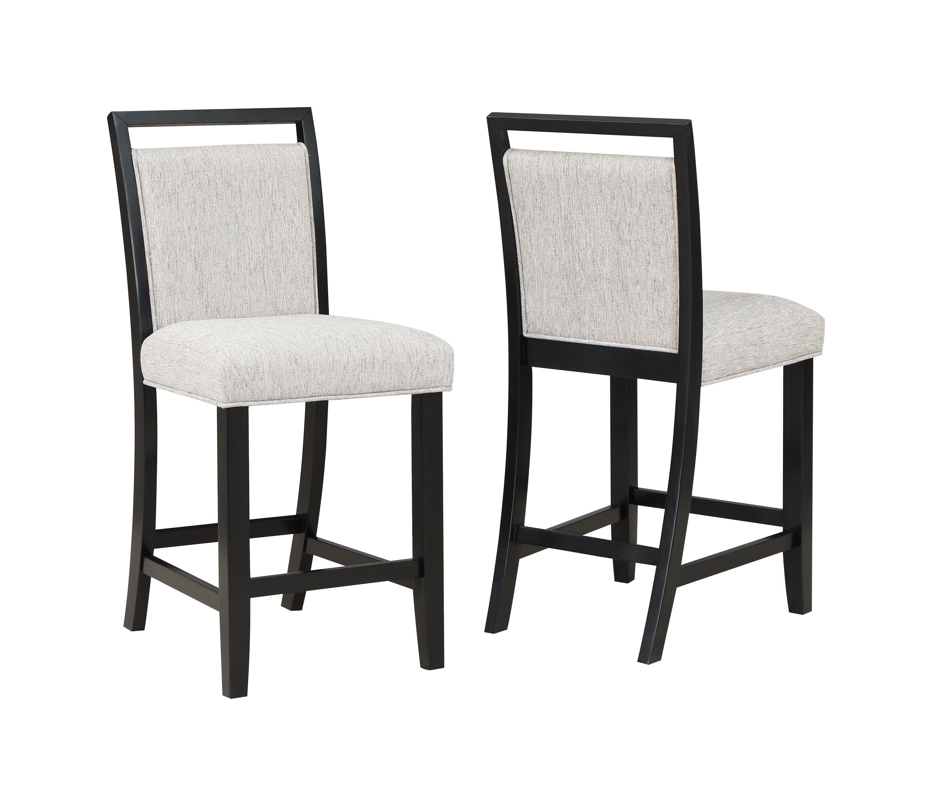 Dary Brown White Fabric Upholstered Counter Height Set - Image 3