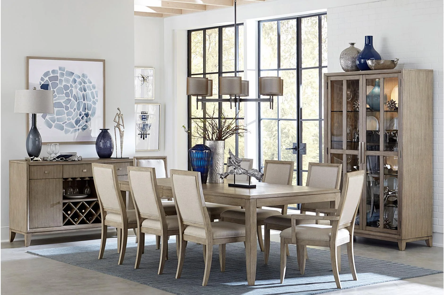 Mckewen Gray Fabric Rectangular Dining Room Set - Image 1