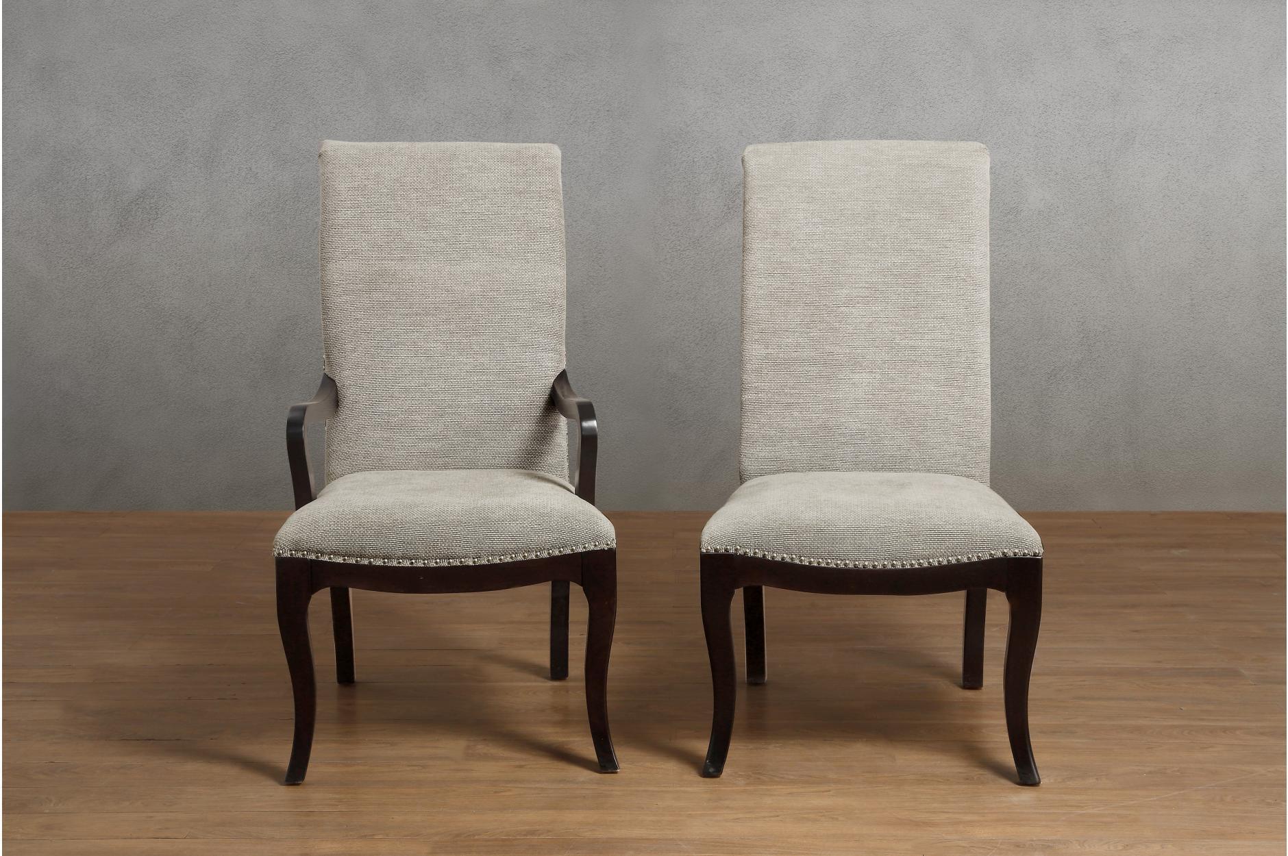 Savion Neutral Espresso Fabric Circle Dining Room Set - Image 2