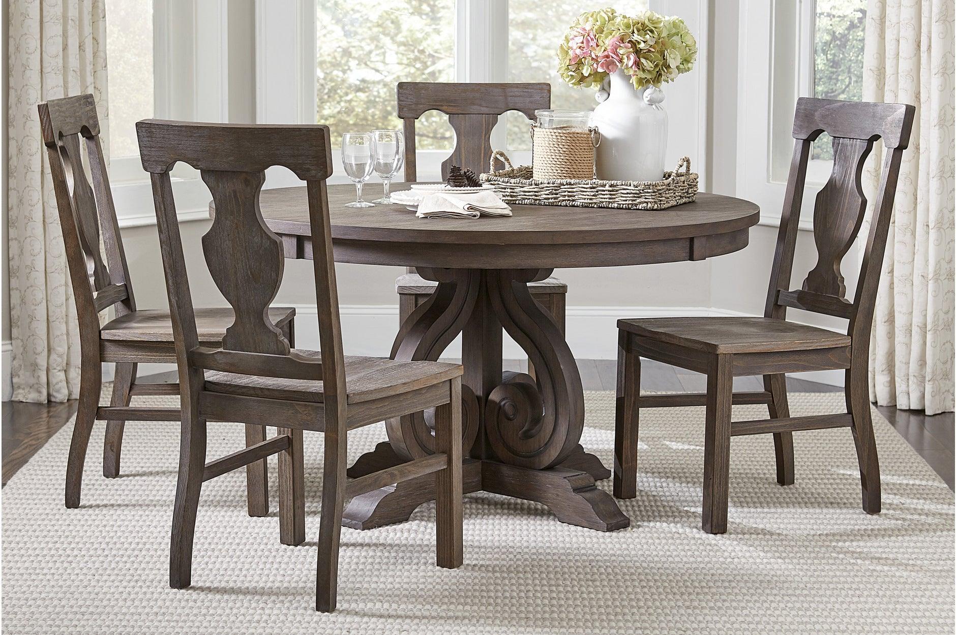 Toulon Dark Oak Circular Dining Room Set - Image 1