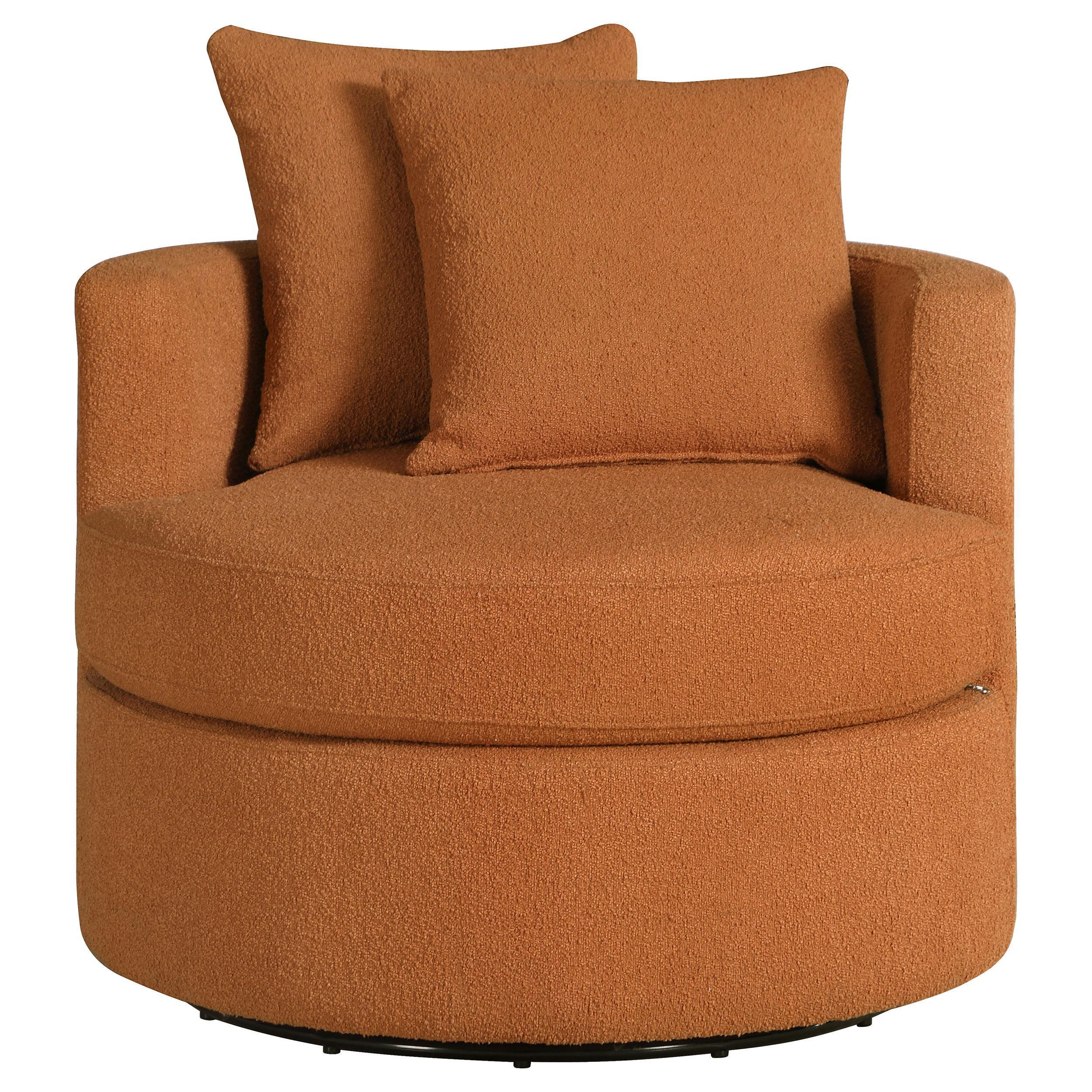 Debbie Upholstered Swivel Accent Chair Burnt Orange - Image 3