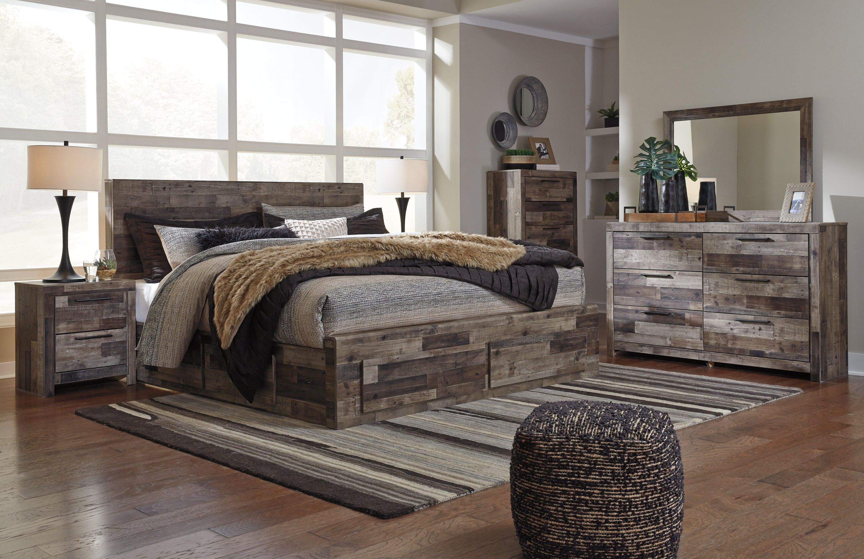 Derekson Multi Gray Panel 4 Storage Bedroom Set - Image 3