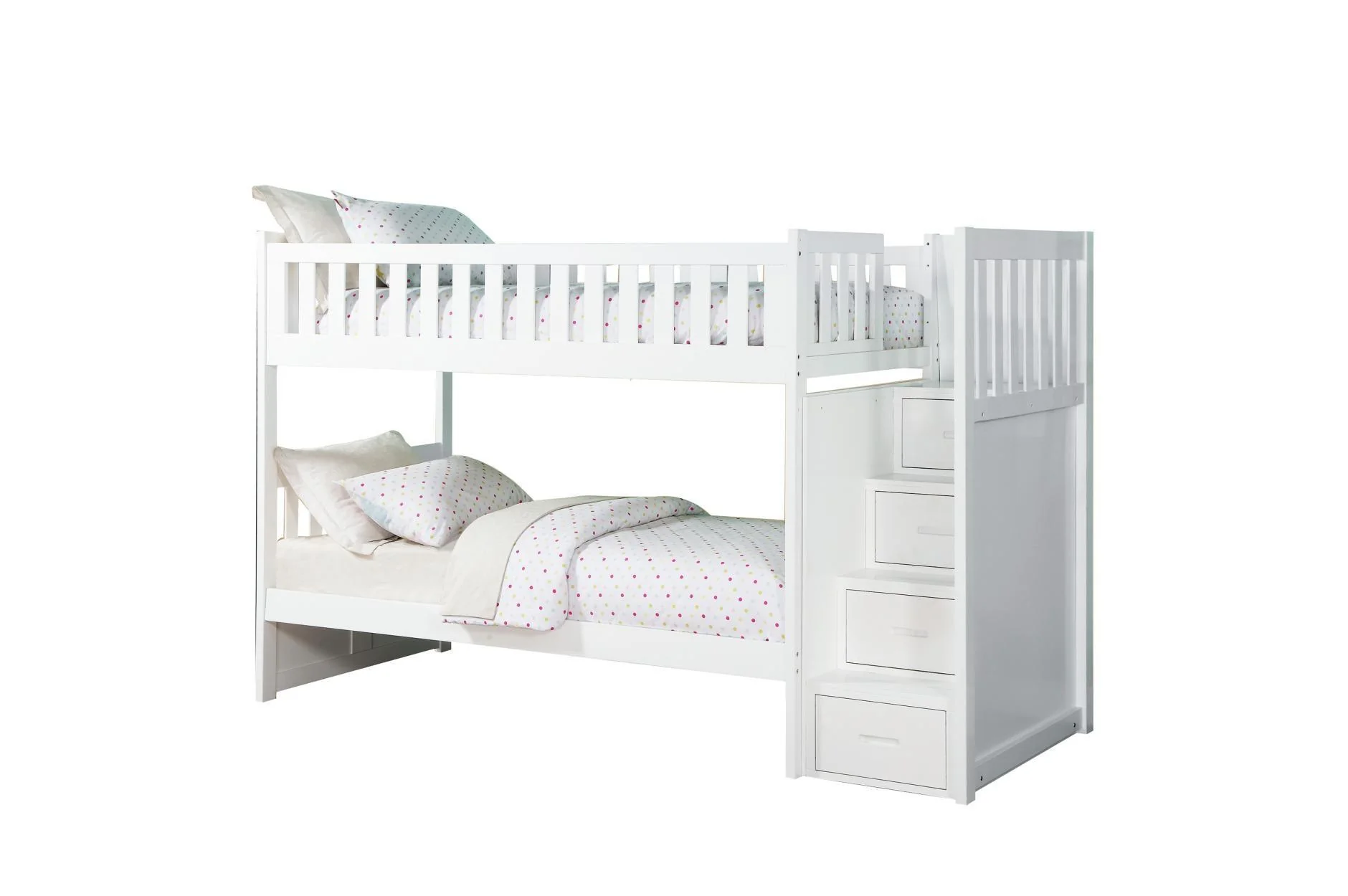 Galen White Twin Over Twin With Storage Stair Steps Bedroom Set - Image 3