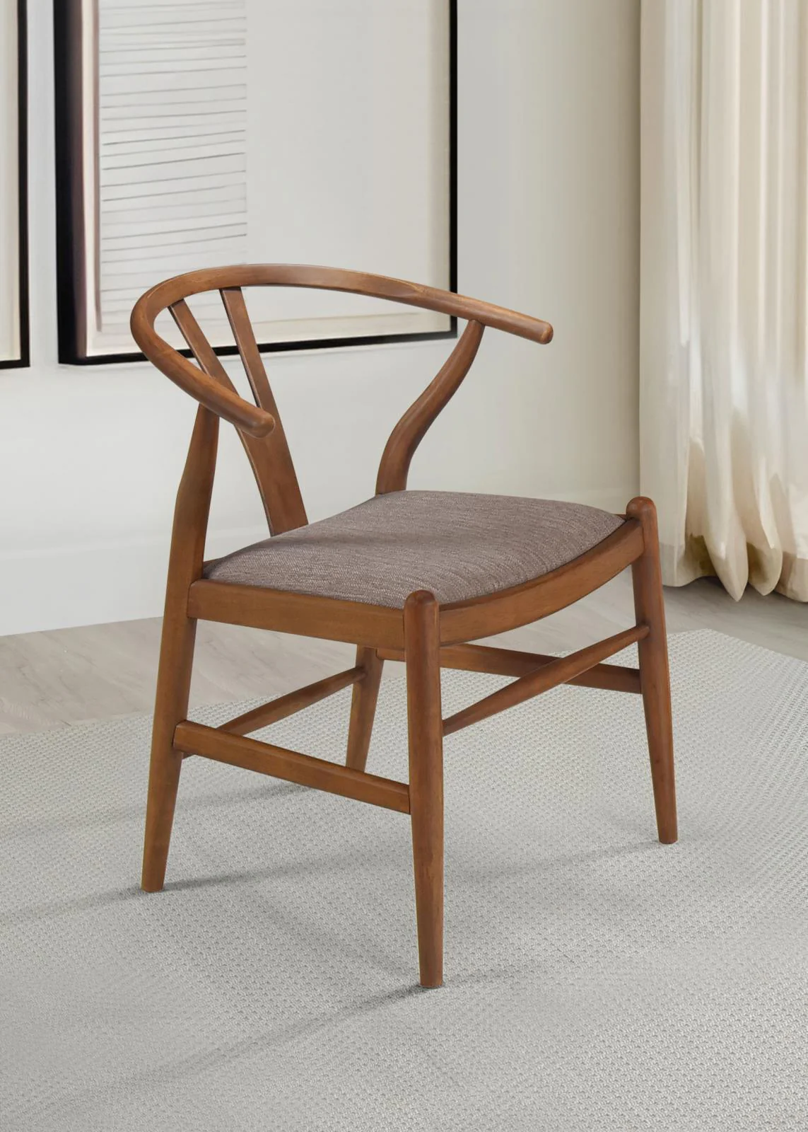 Dinah Danish Y shaped Back Wishbone Dining Side Chair Walnut Brown (Set of 2) - Image 2