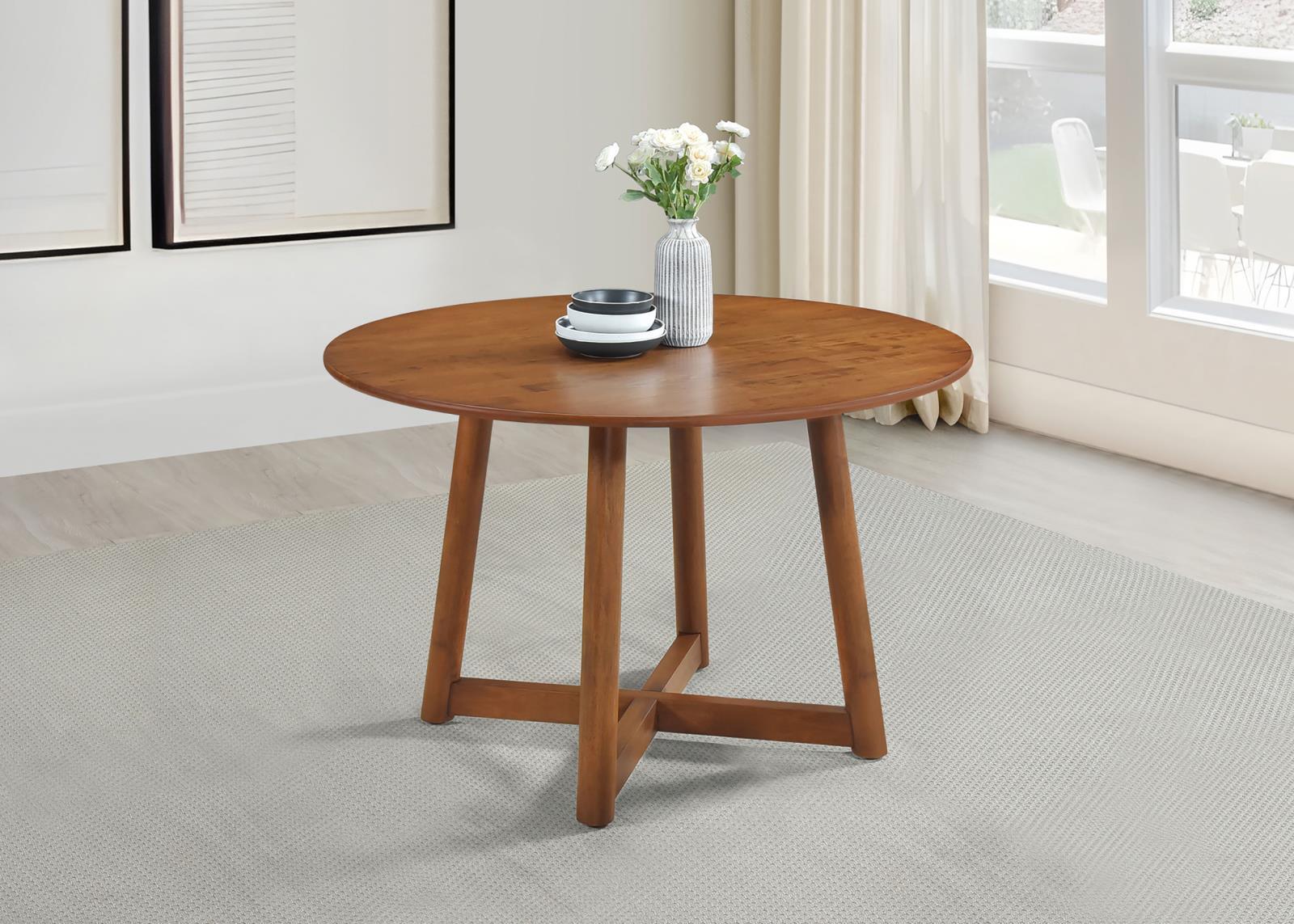 Dinah Round Solid Wood Dining Table Walnut - Image 2